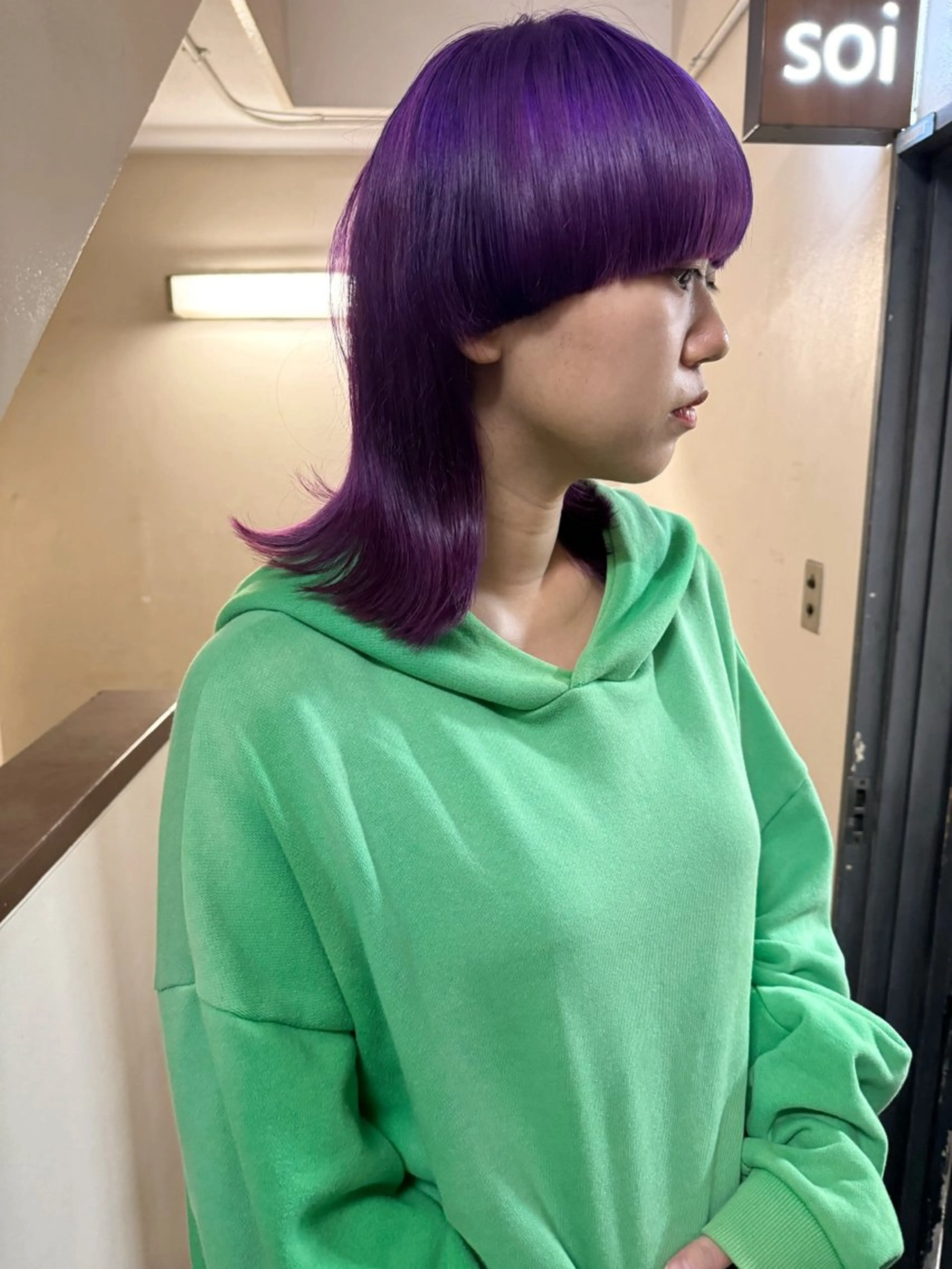 ミディアム カラー ヘアアレンジ カット ヘアカラー トリートメント 丸山渉/パーマ エフェクトブリーチのヘアスタイル