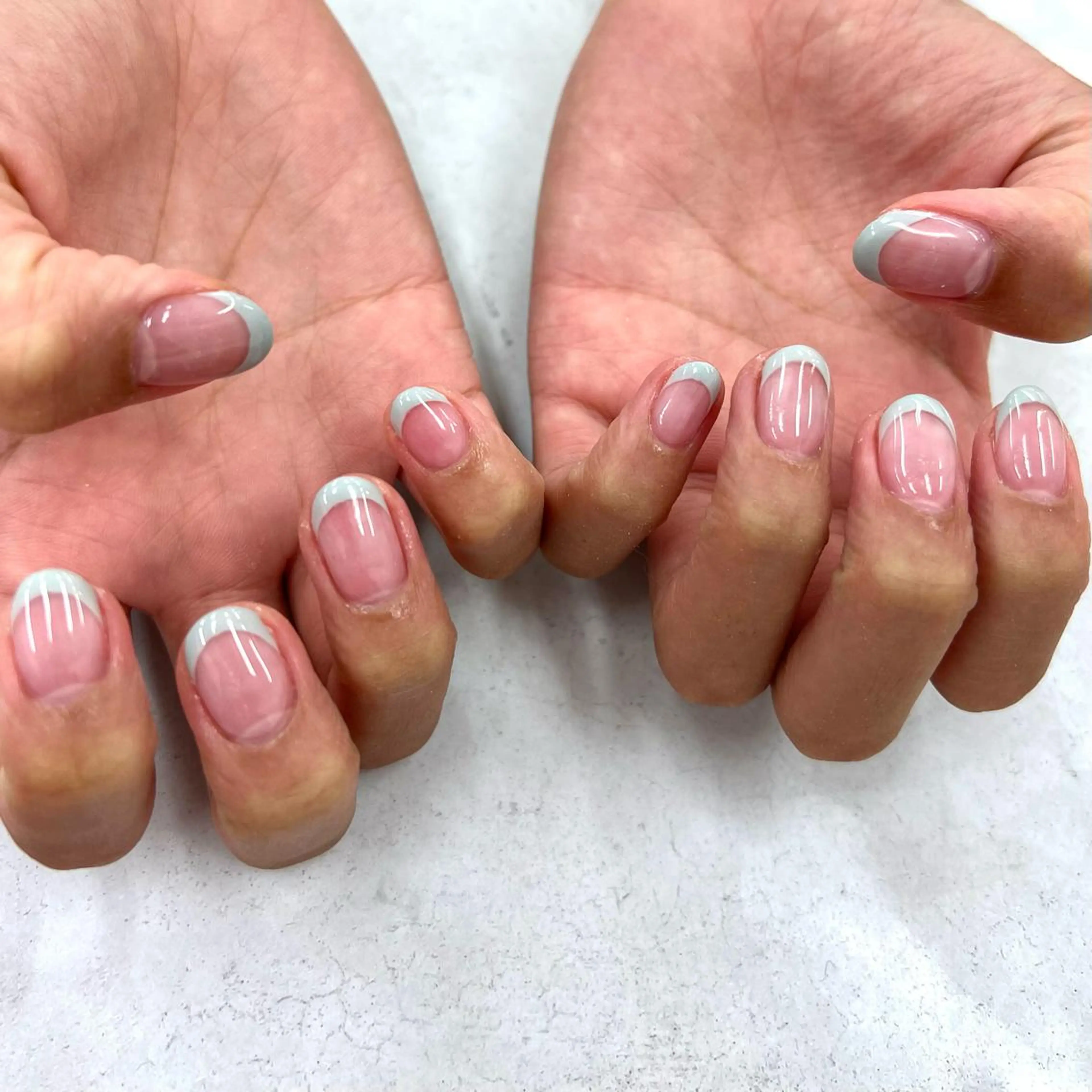 ネイル ブルー フレンチネイル パステルネイル Bianca立川店 / HAYASHIのネイルデザイン
