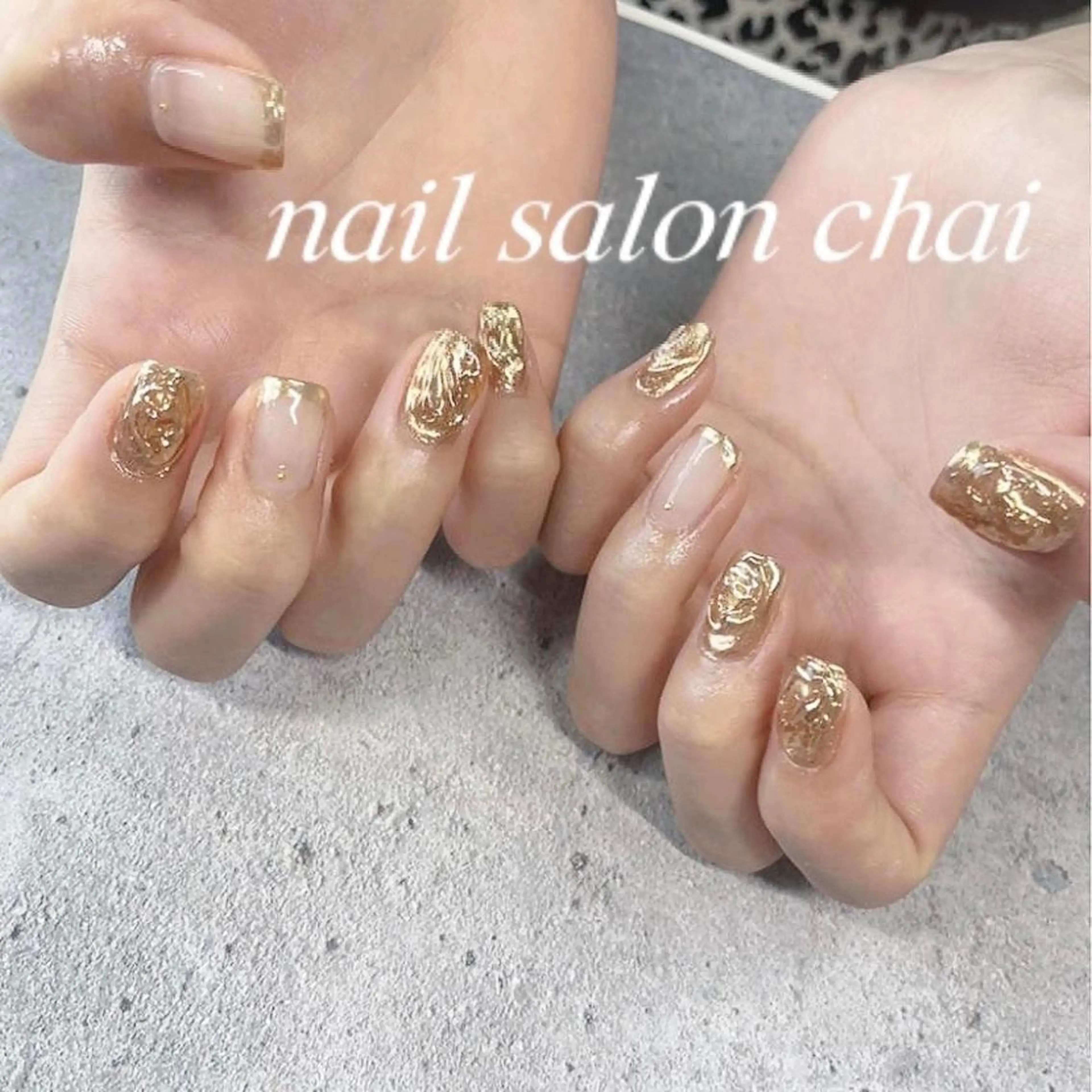 ネイル ゴールド ミラーネイル ニュアンスネイル nail salon chai 上本町のネイルデザイン