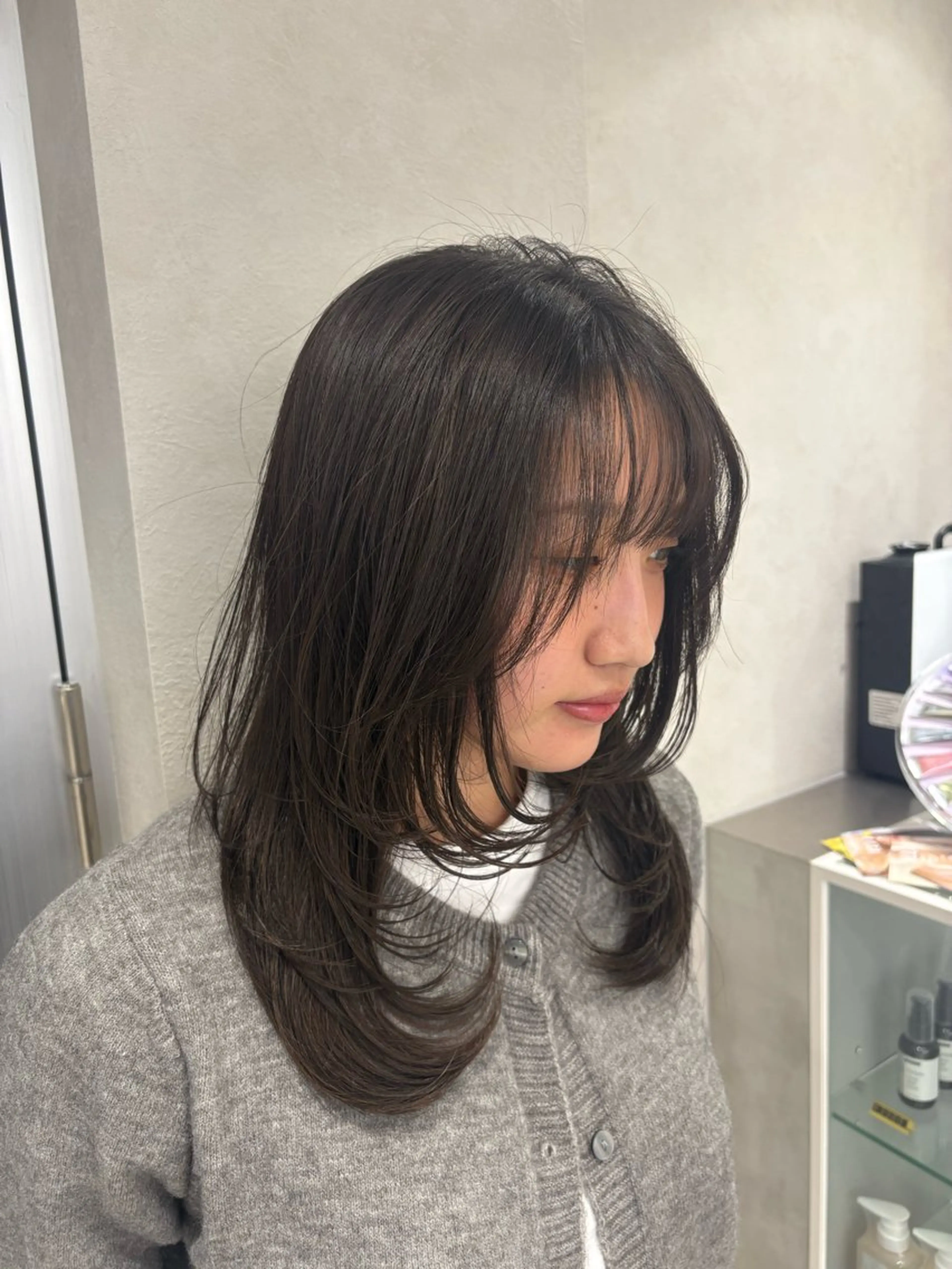 セミロング ハッシュカット ハイレイヤー 韓国風ヘア レイヤーカット Lond mare ✂︎YUTAのヘアスタイル