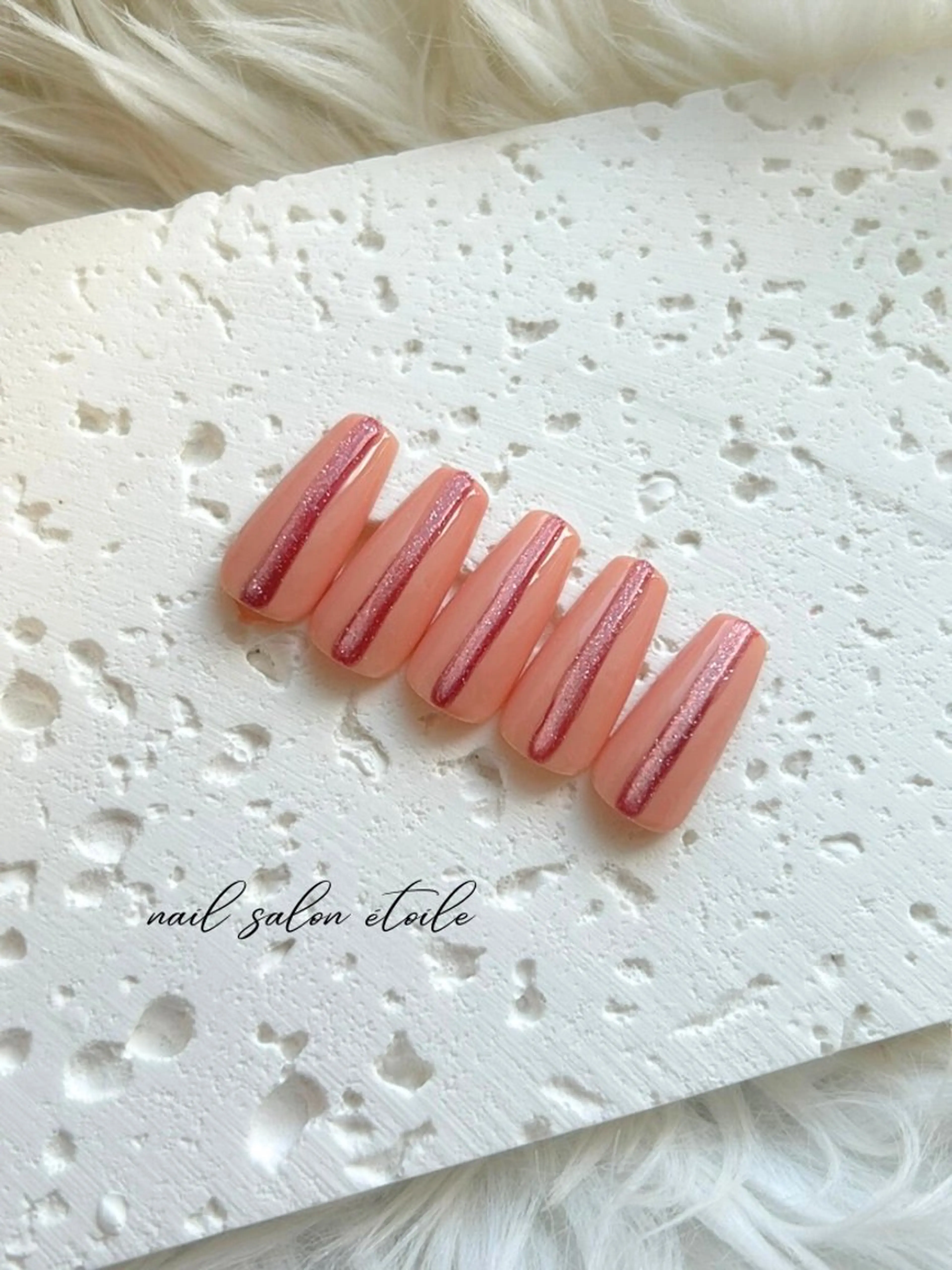 ネイル マグネットネイル ピンク シンプルネイル ハンドネイル nail salon étoileのネイルデザイン