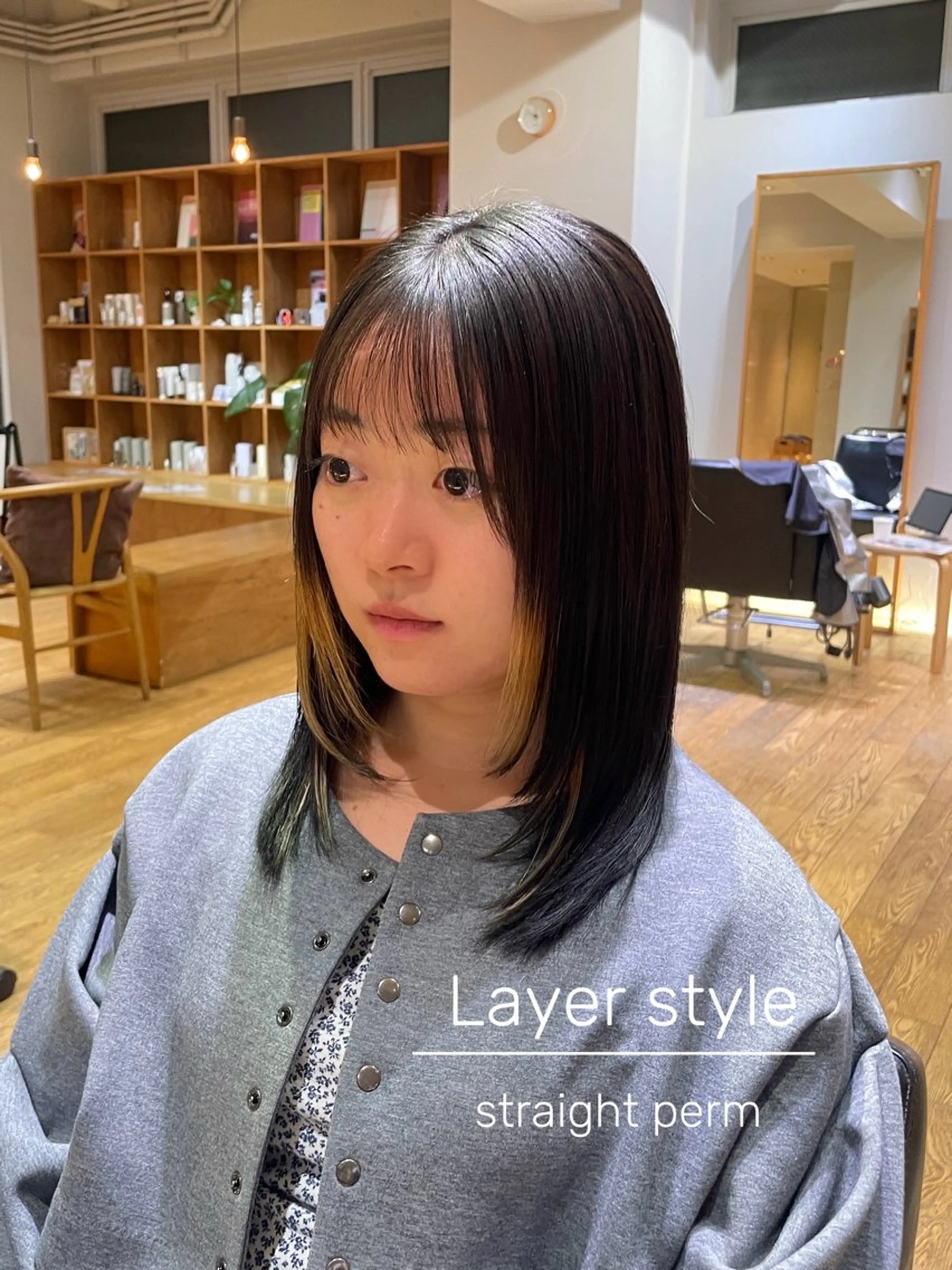 セミロング レイヤーカット 縮毛矯正 カット 縮毛矯正 縮毛矯正/レイヤー /ひかるのヘアスタイル