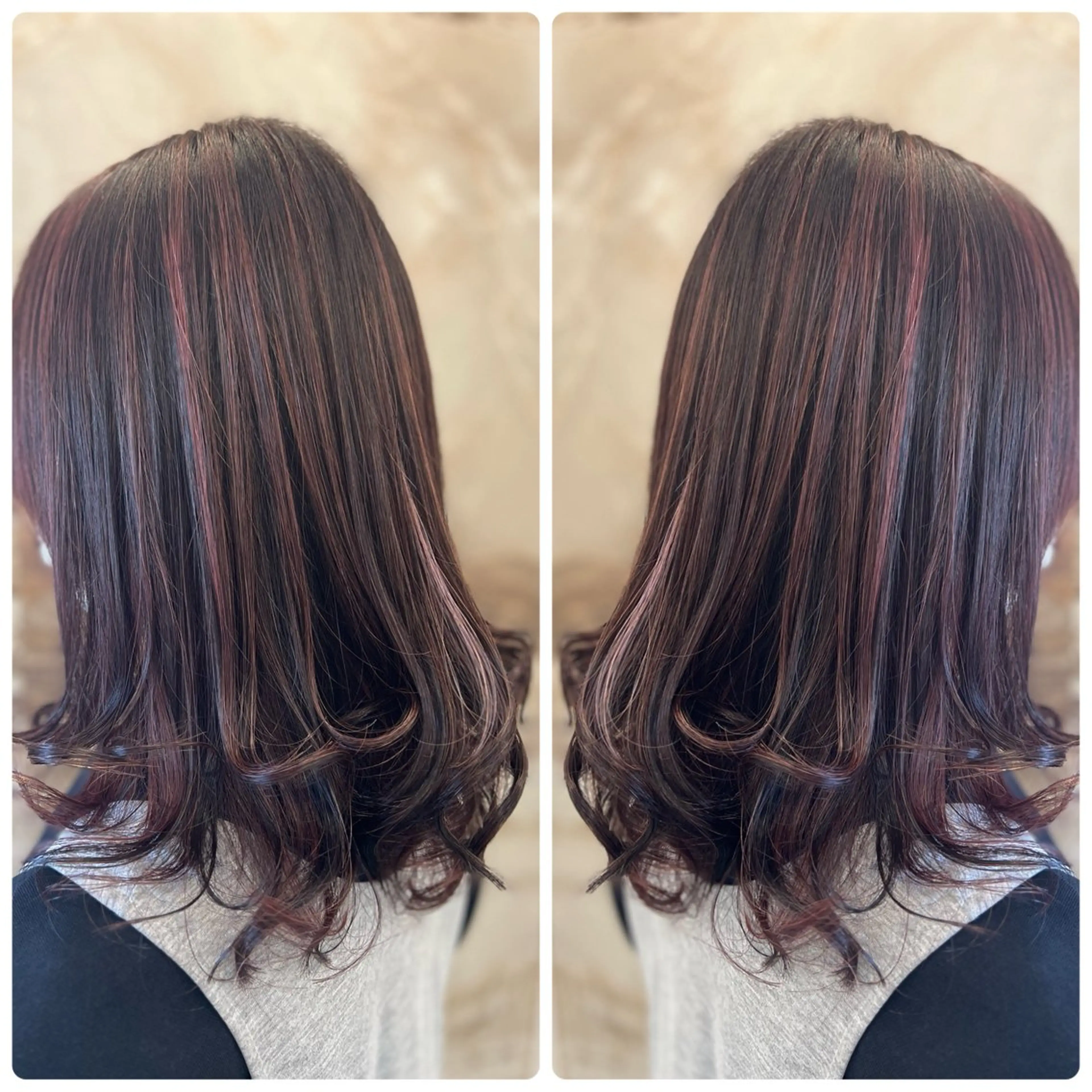 セミロング カラー ベージュカラー ハイライトカラー ピンクカラー ピンクベージュ ハイライト ヘアカラー トリートメント 小山内 龍一郎 店長のヘアスタイル