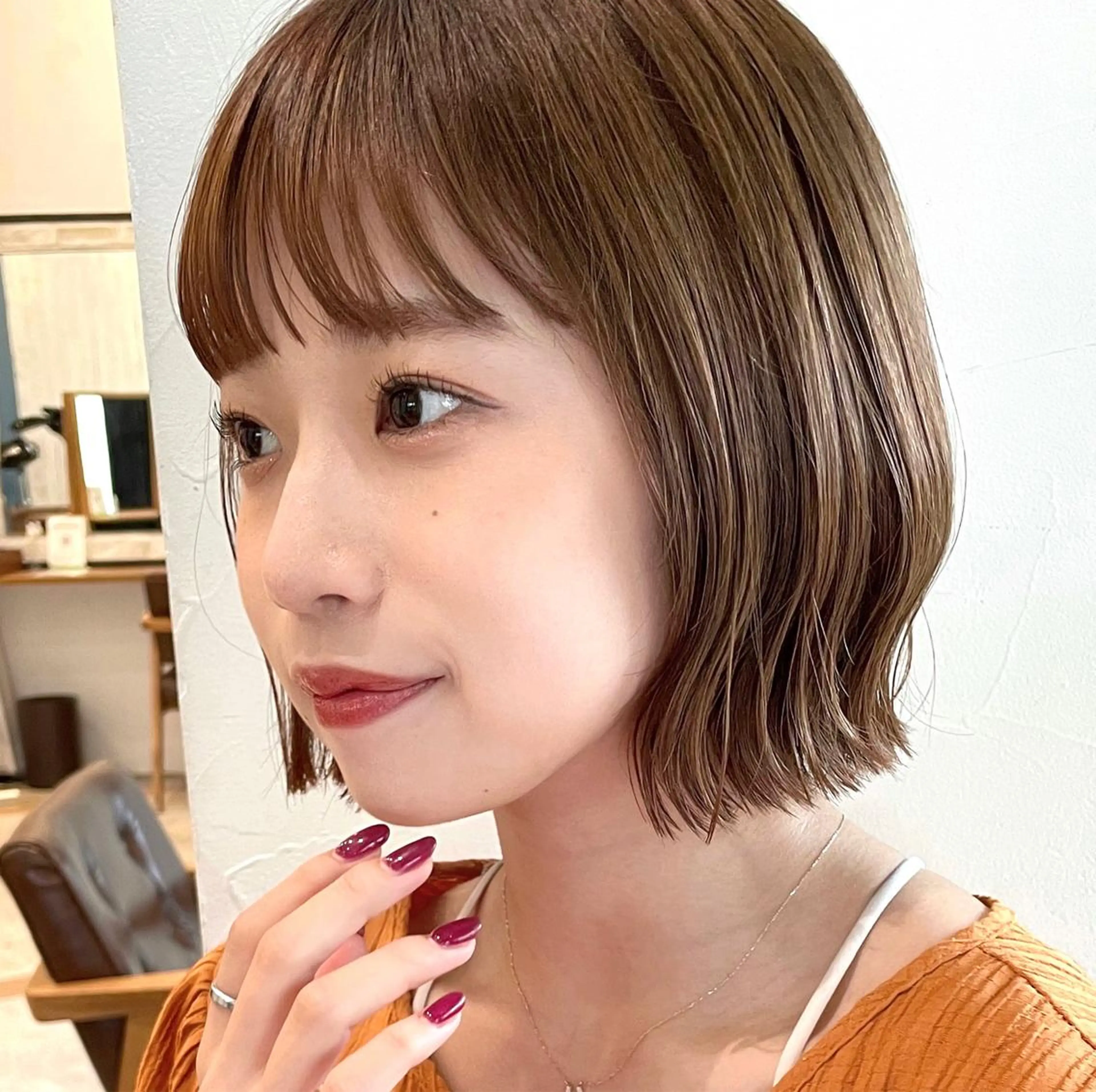 カラー ベージュカラー ボブ カット ヘアカラー OAK 学芸大学所属・秋葉萌　透明感カラー /レイヤー/ボブ♡のヘアスタイル