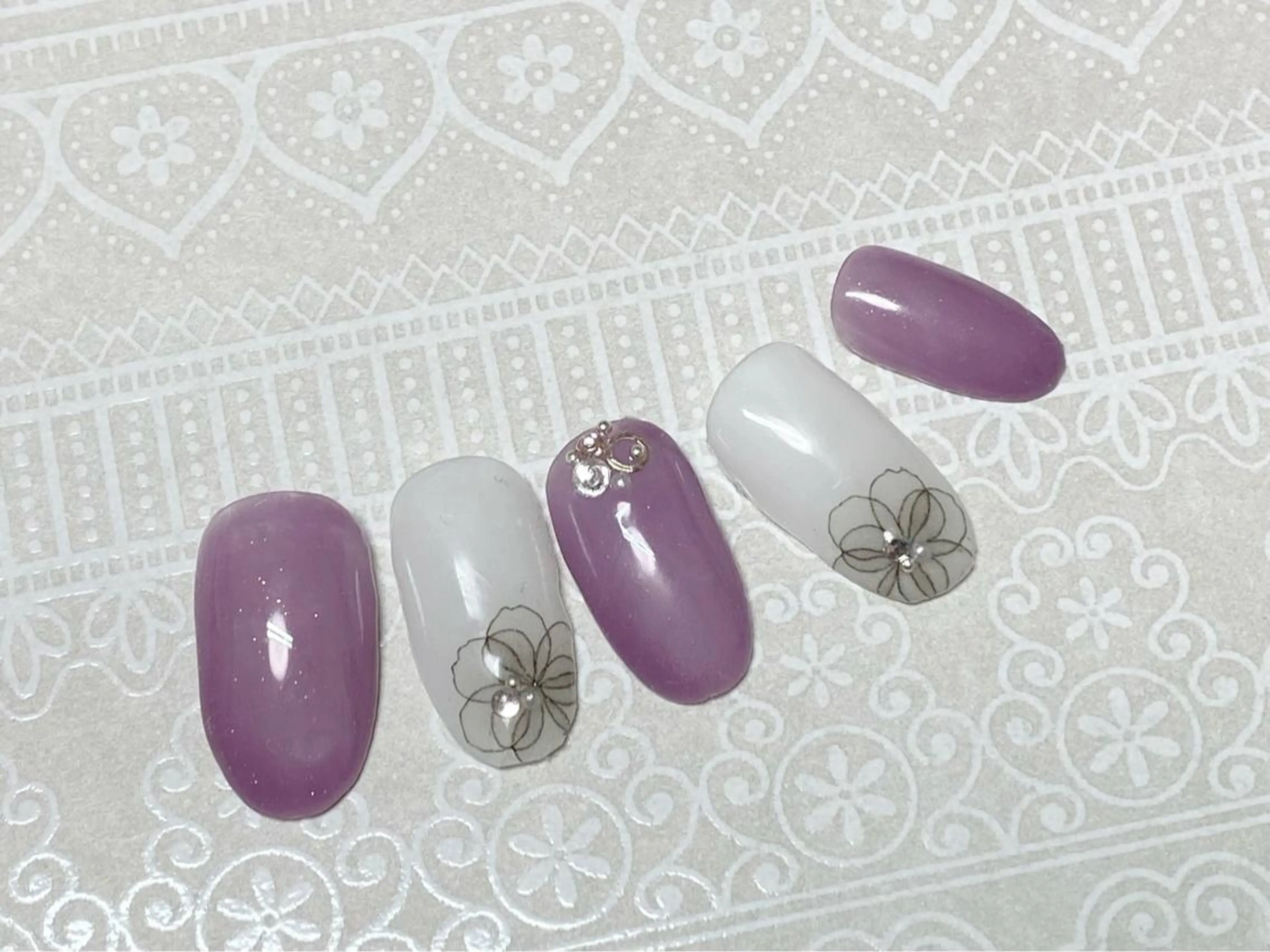 ネイル 痛ネイル/ワンホン/ フィルイン/長さだしのネイルデザイン