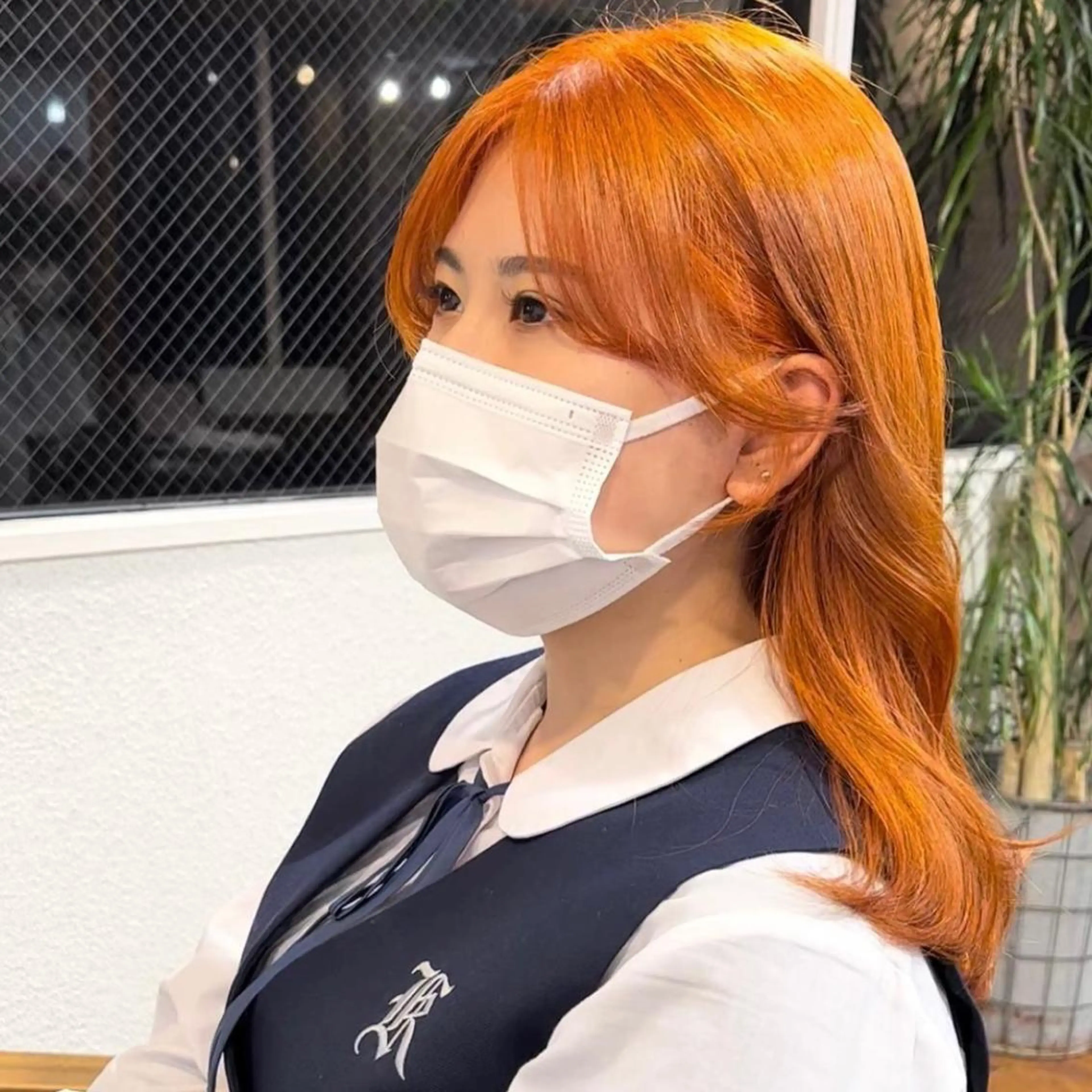 セミロング カラー オレンジ 韓国 /男女🆗 細江　美紅のヘアスタイル