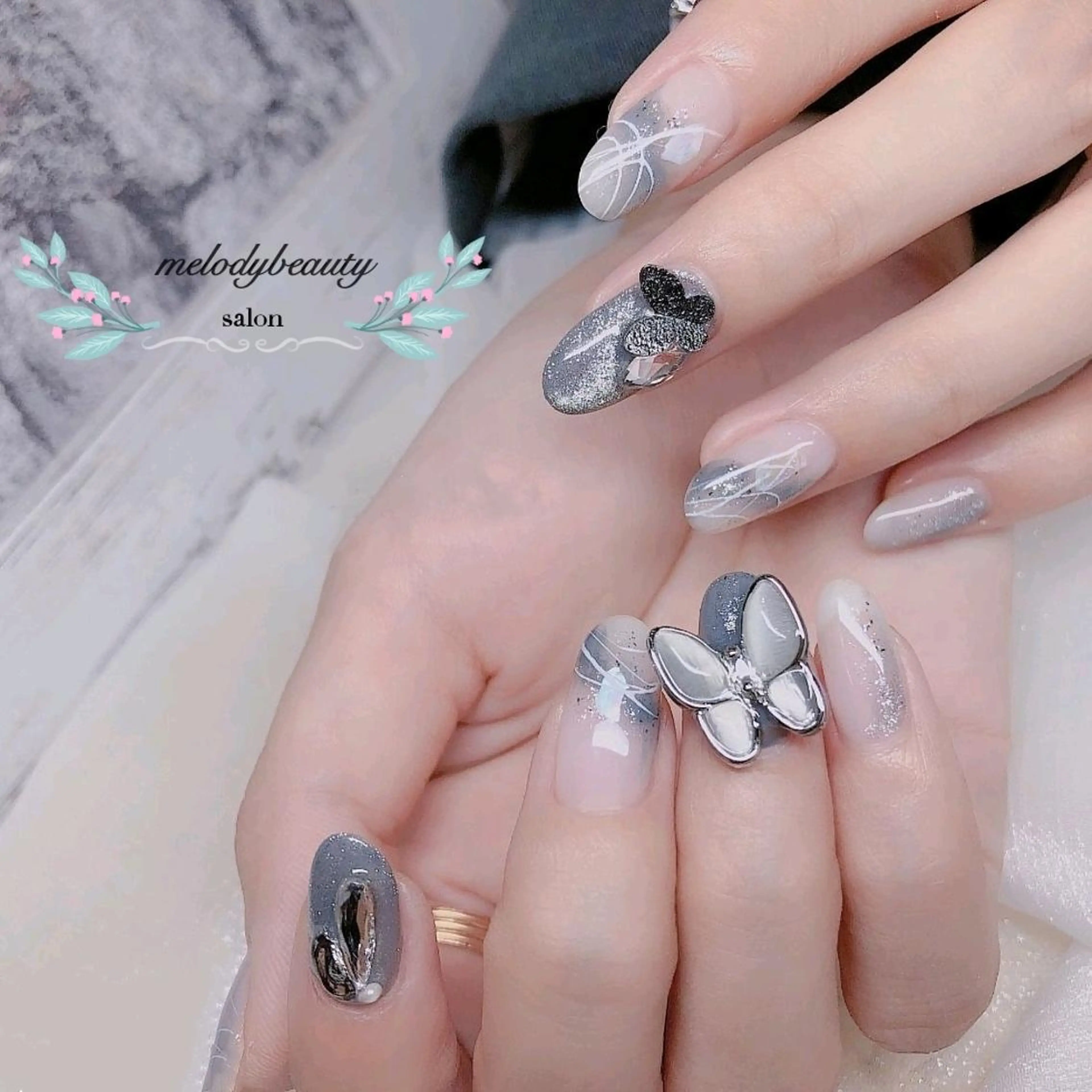 ネイル オーロラネイル ジェルネイル マグネットネイル シンプルネイル ブライダルネイル Melody Nail所属・Melody 3D/スカルプ専門店のネイルデザイン