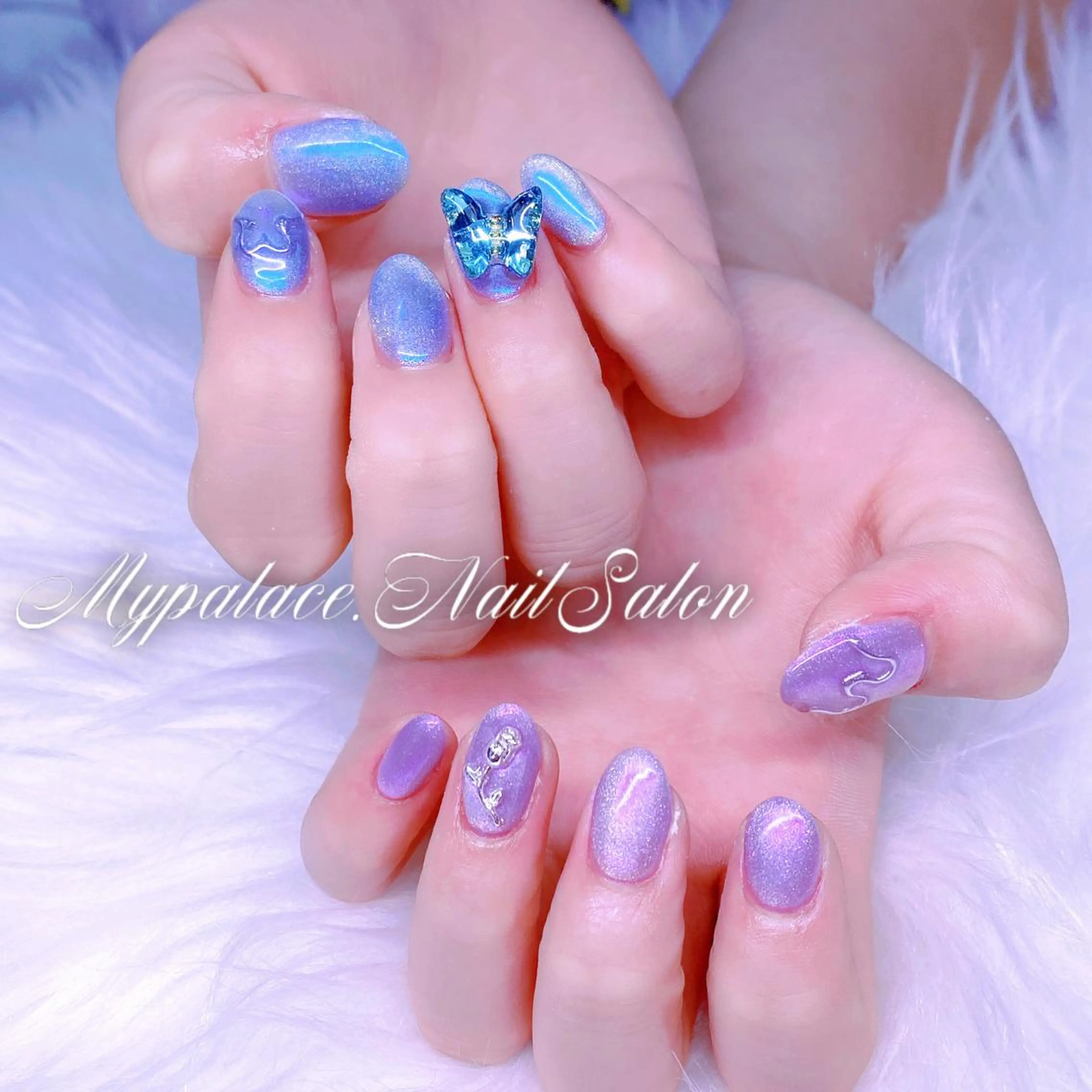 ネイル オーロラネイル マグネットネイル ミラーネイル ハンドネイル Yuis Nailスカルプ専門のネイルデザイン