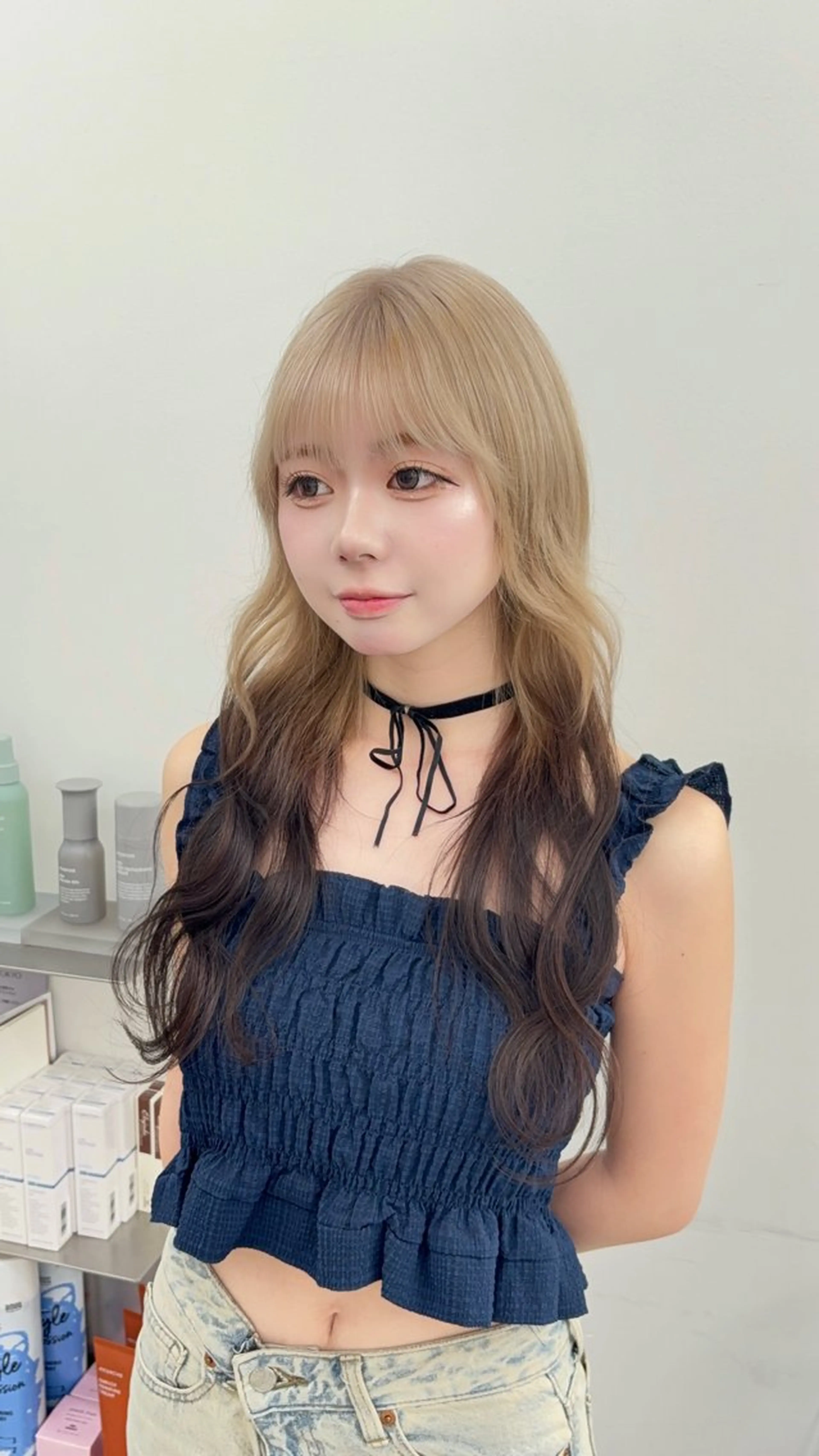ロング カラー 小顔カット カット ヘアカラー トリートメント 足立 遥奈のヘアスタイル