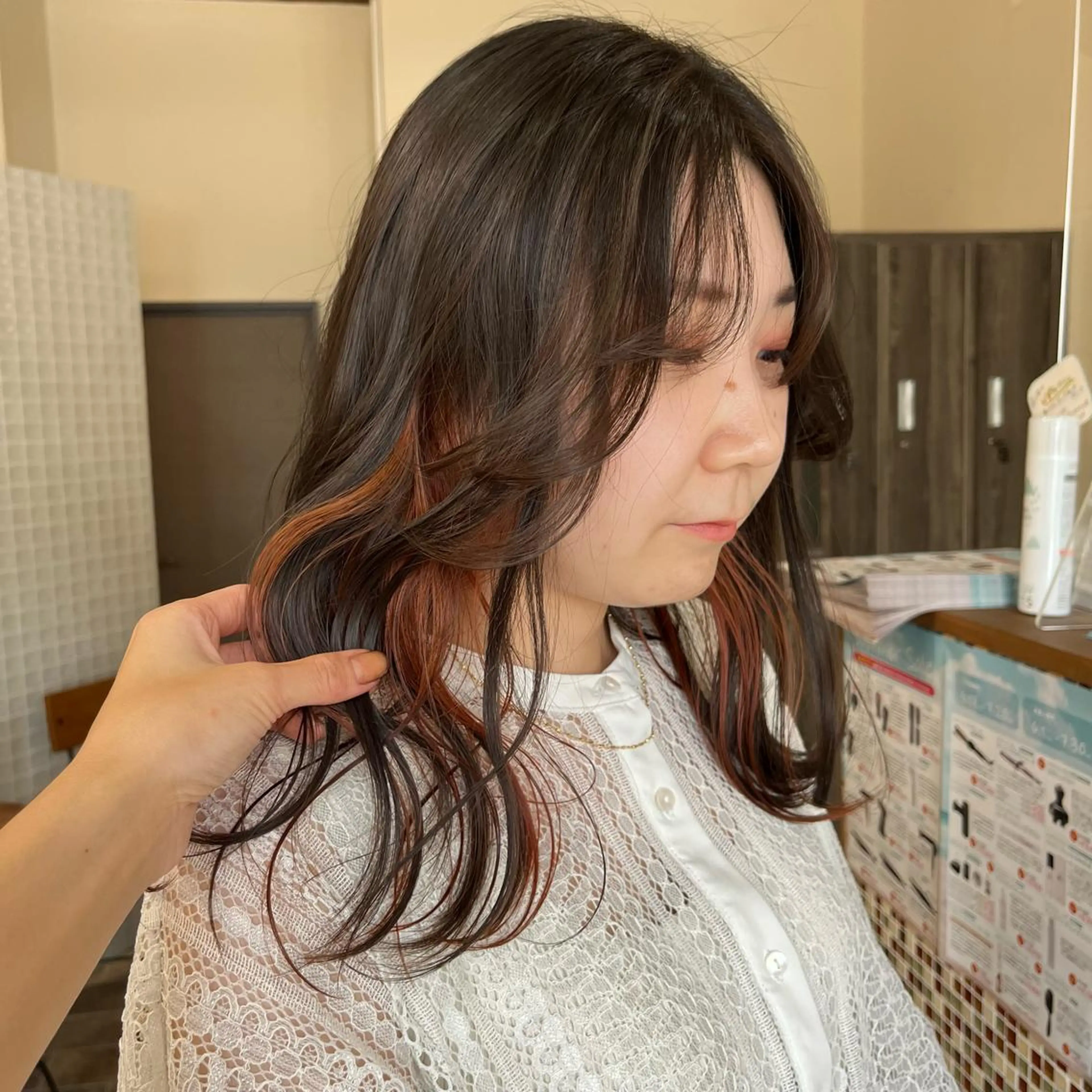 ロング カラー オレンジ 中村 友香のヘアスタイル