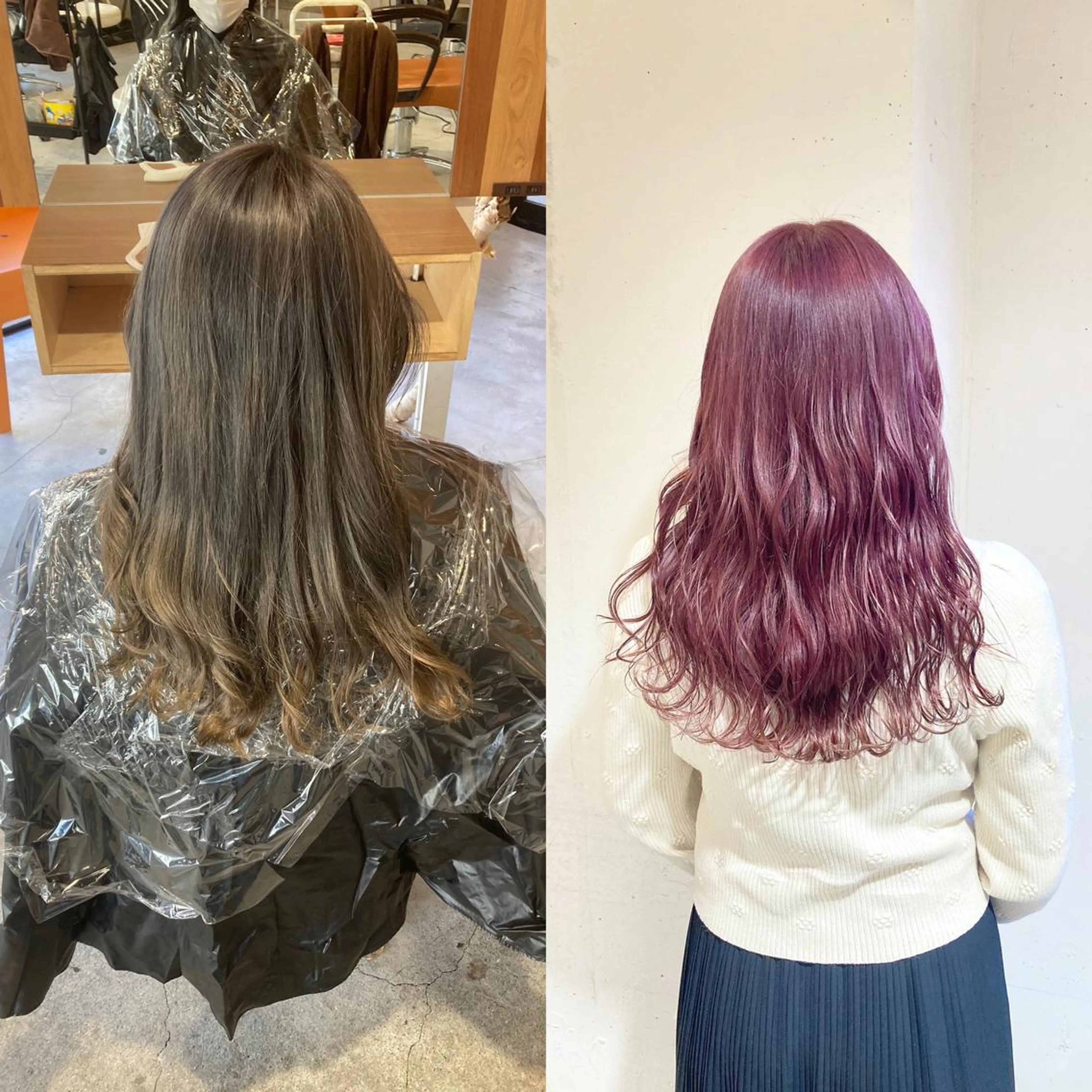 カラー 黒髪 ブリーチ ブルーカラー ブルーブラック ピンクカラー 💗モテ髪 ハイトーンあや💗のヘアスタイル