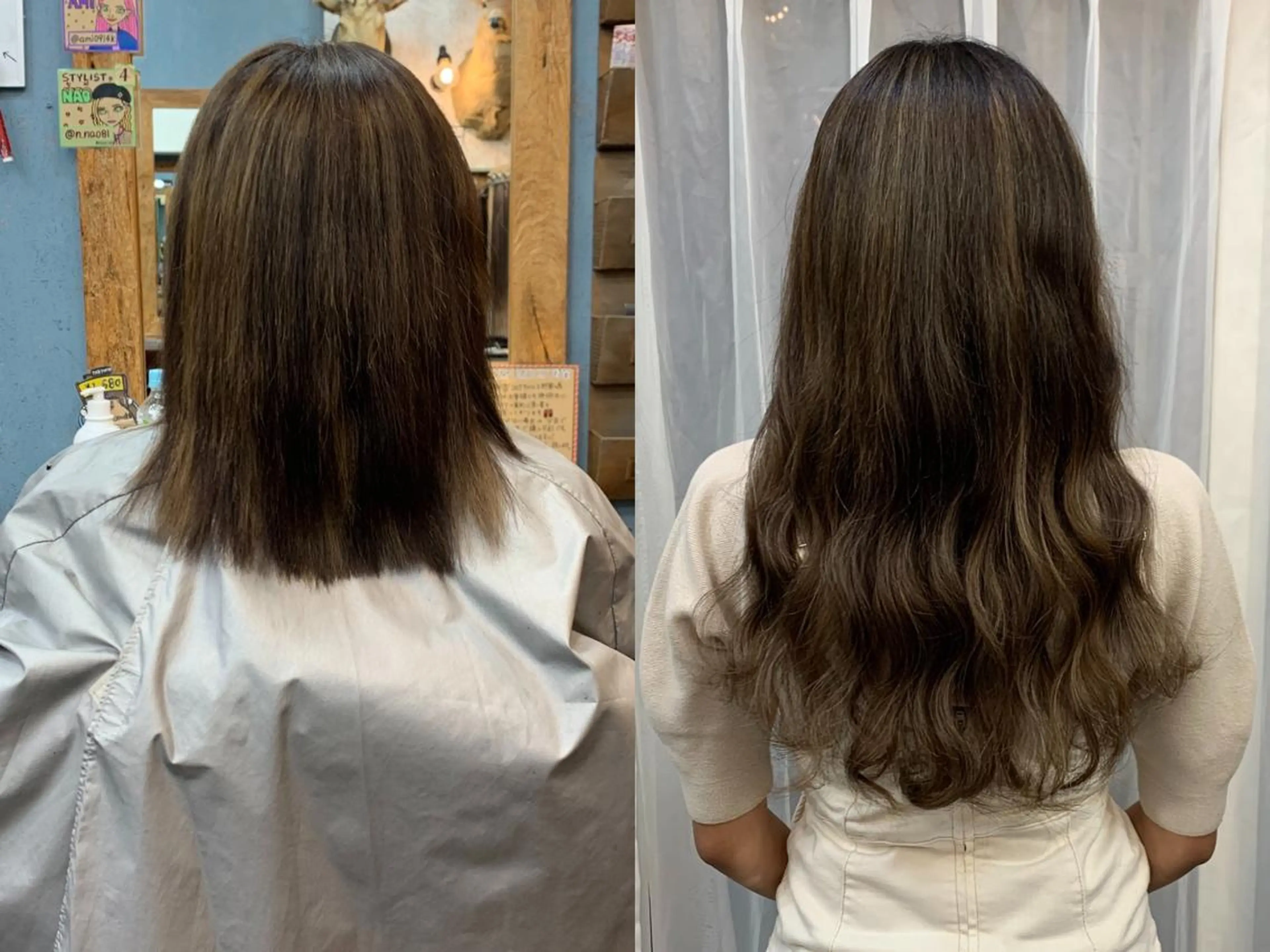 ロング エクステ 縮毛矯正 ❤️‍🔥シールエク ＋カラー京❤️‍🔥のヘアスタイル