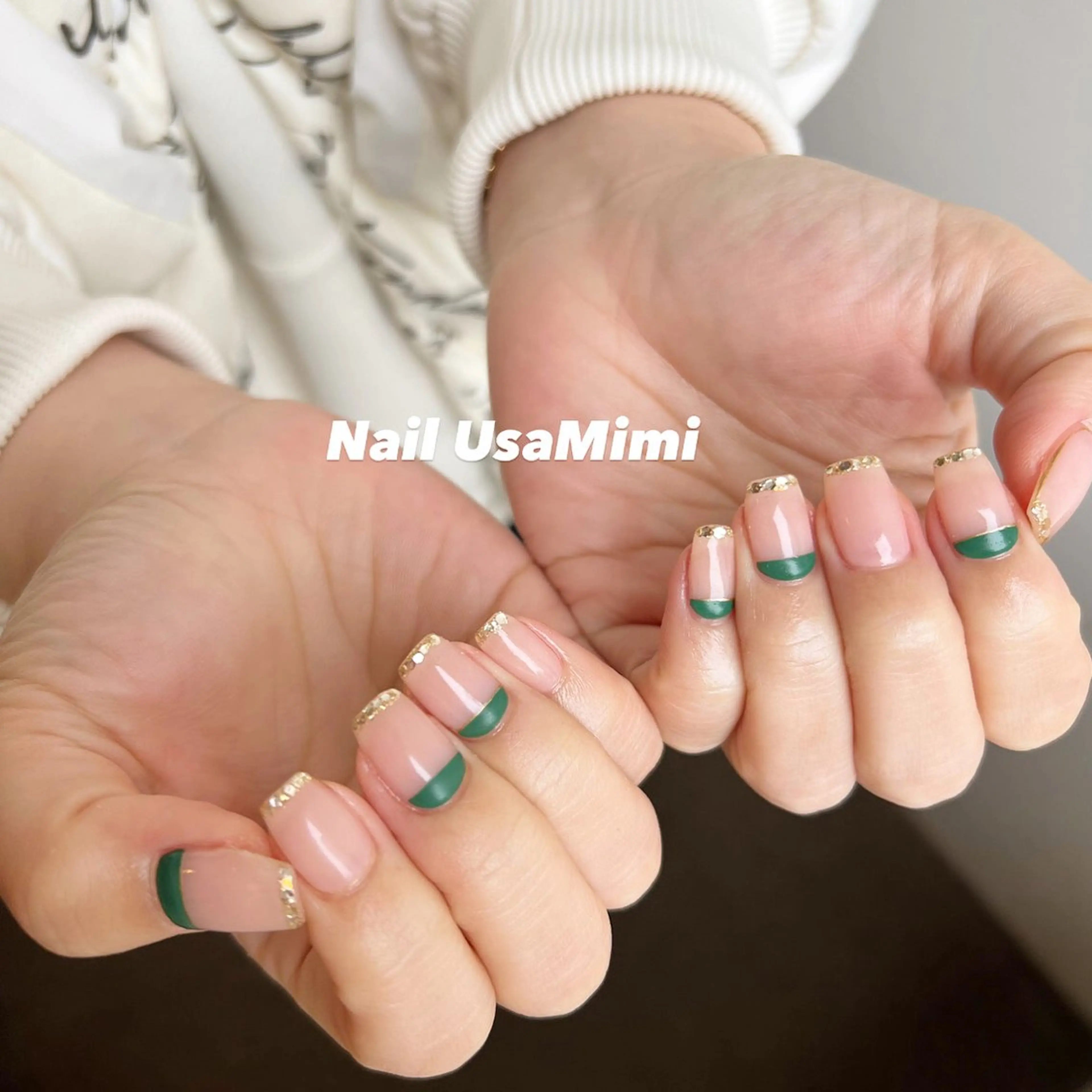 ネイル フレンチネイル ジェルネイル キラキラネイル マグネットネイル 持ち込み 本町ネイルNail UsaMimiのネイルデザイン