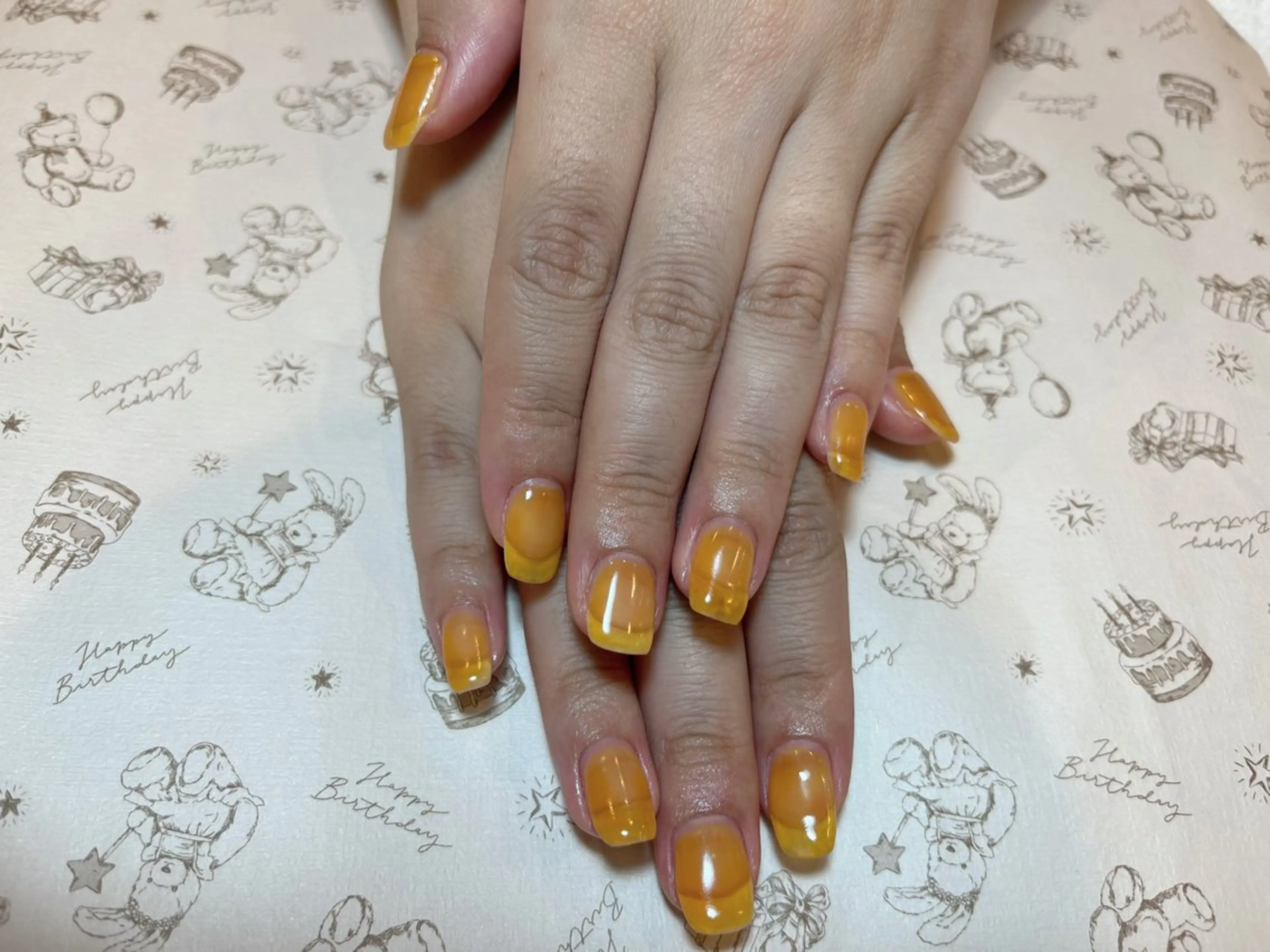 ネイル クリアネイル オレンジ ハンドネイル arce amiのネイルデザイン