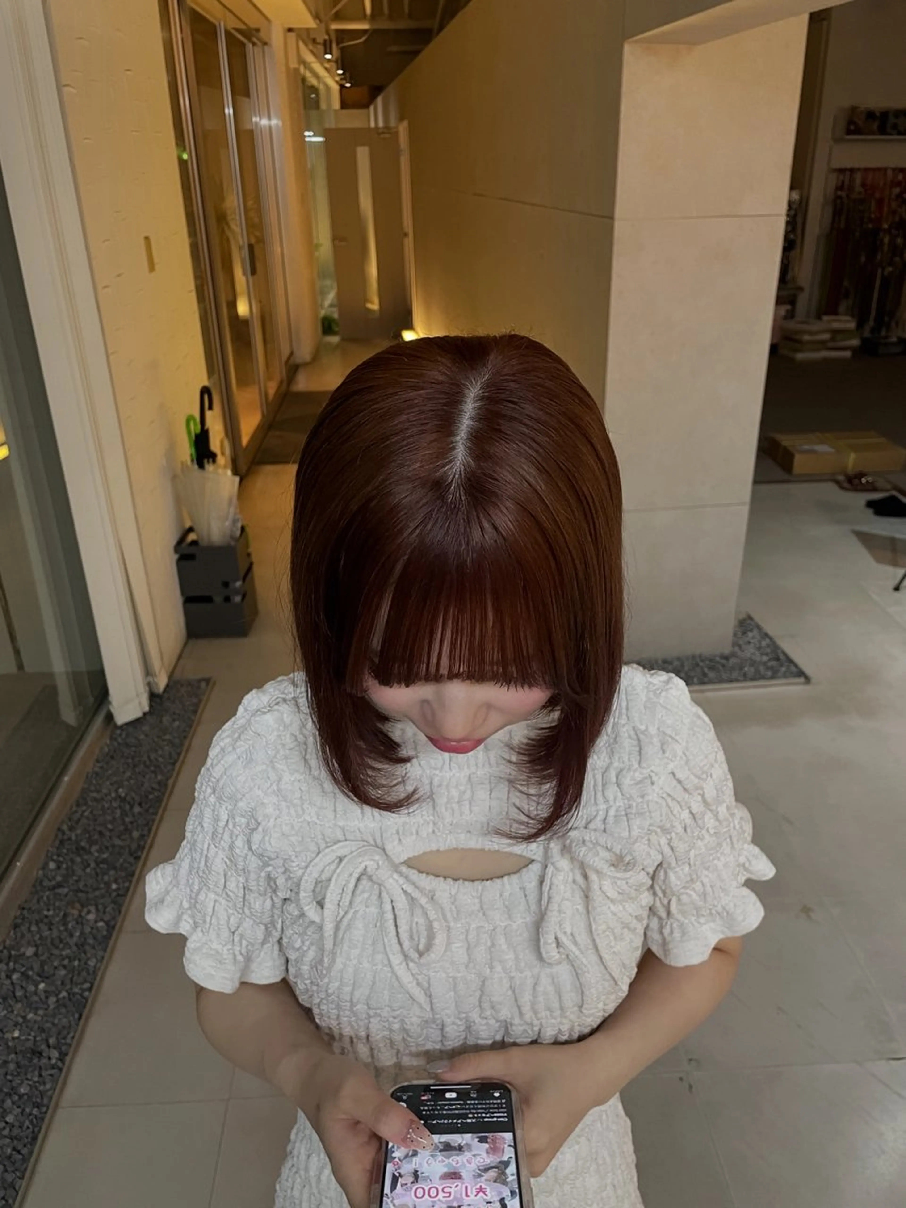 ショート カラー ブラウンカラー ピンクカラー ピンクブラウン カット ヘアカラー Gran addict所属・狗巻彩羽 (イヌマキイロハ)のヘアスタイル