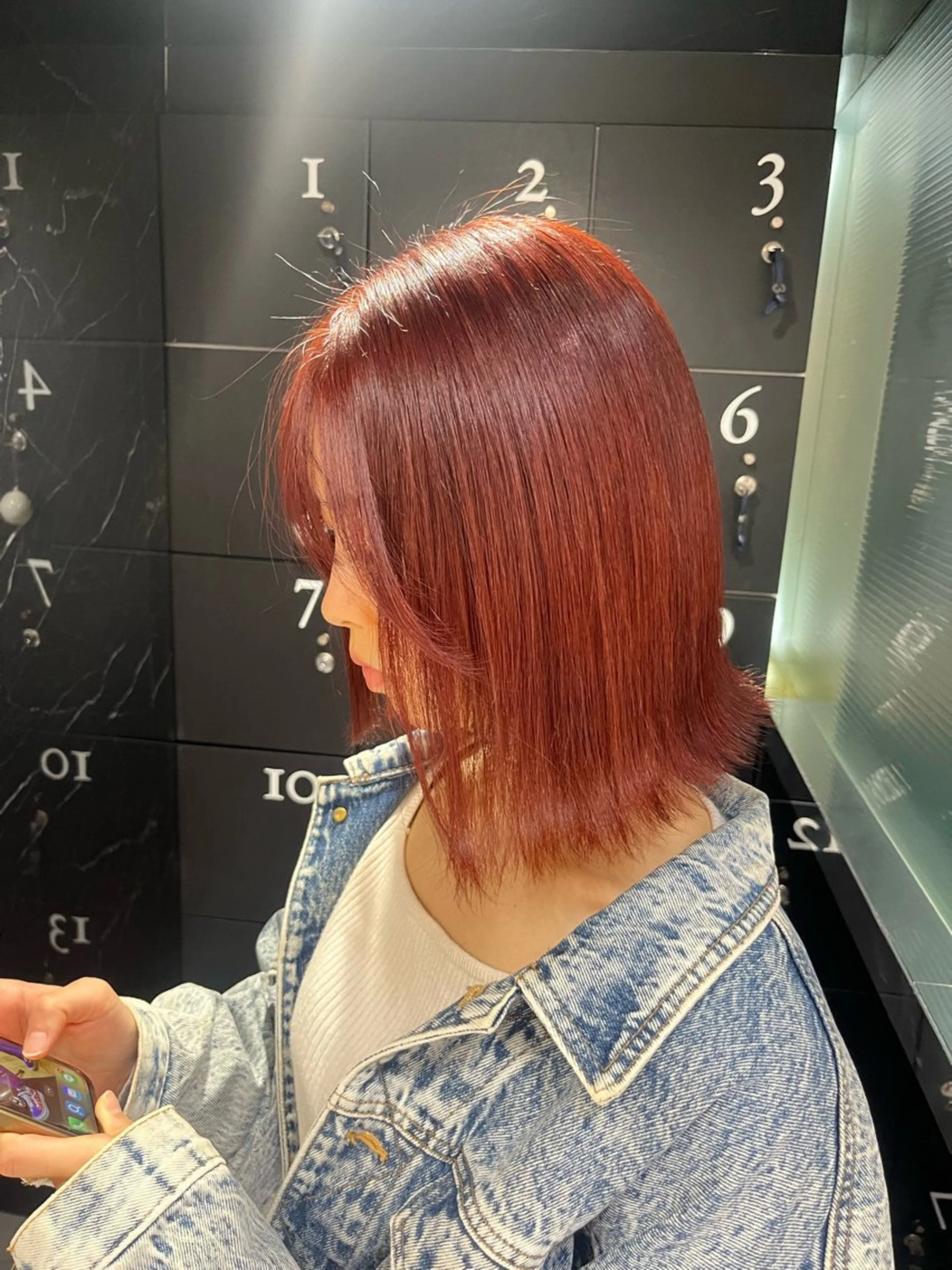 ミディアム カラー レッドカラー ヘアカラー トリートメント XENA RENA 名駅 / 艶カラーのヘアスタイル
