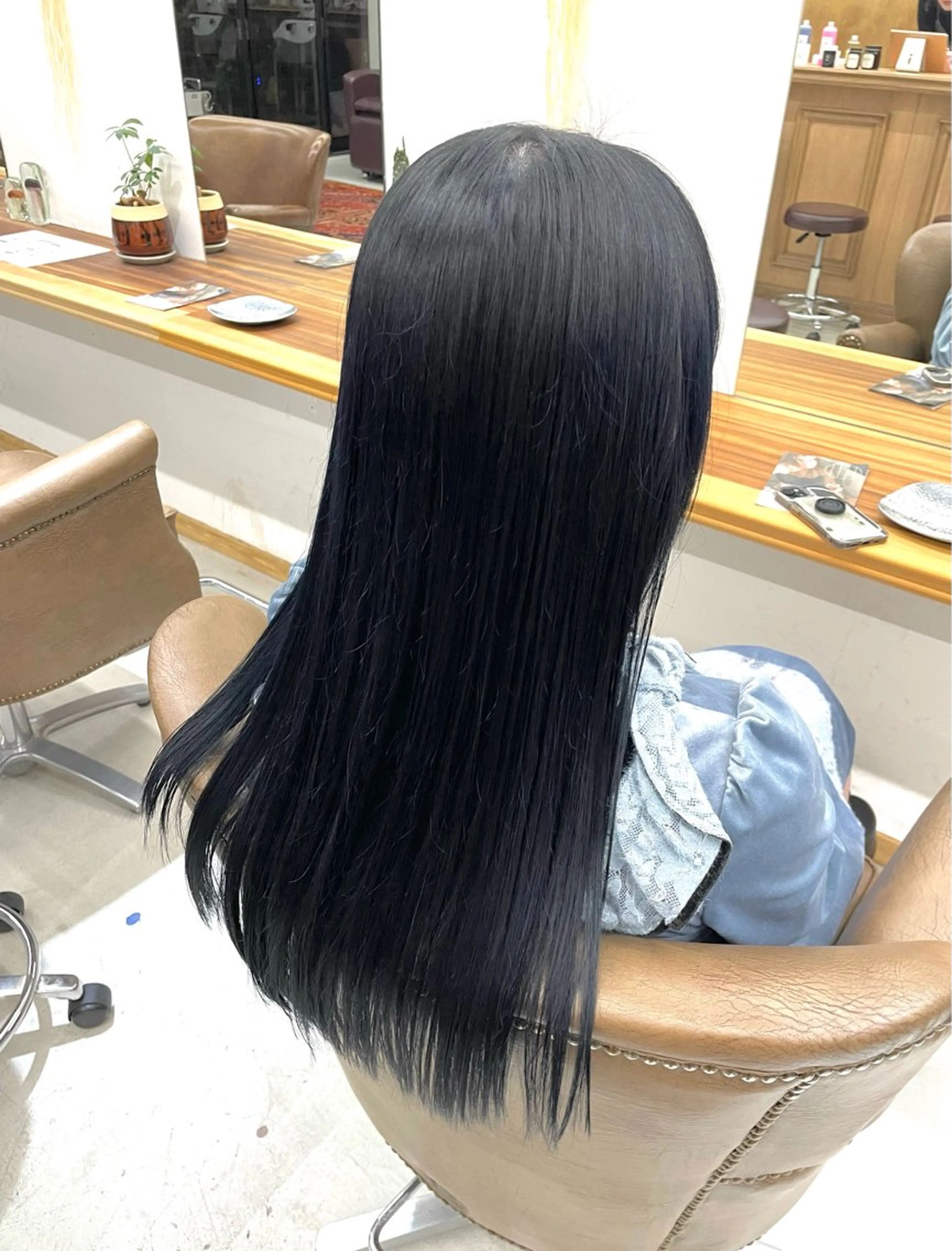 ロング カラー 黒髪 ブルーカラー ブルーブラック カット ヘアカラー トリートメント 慎太朗/メンズカット /メンズパーマのヘアスタイル