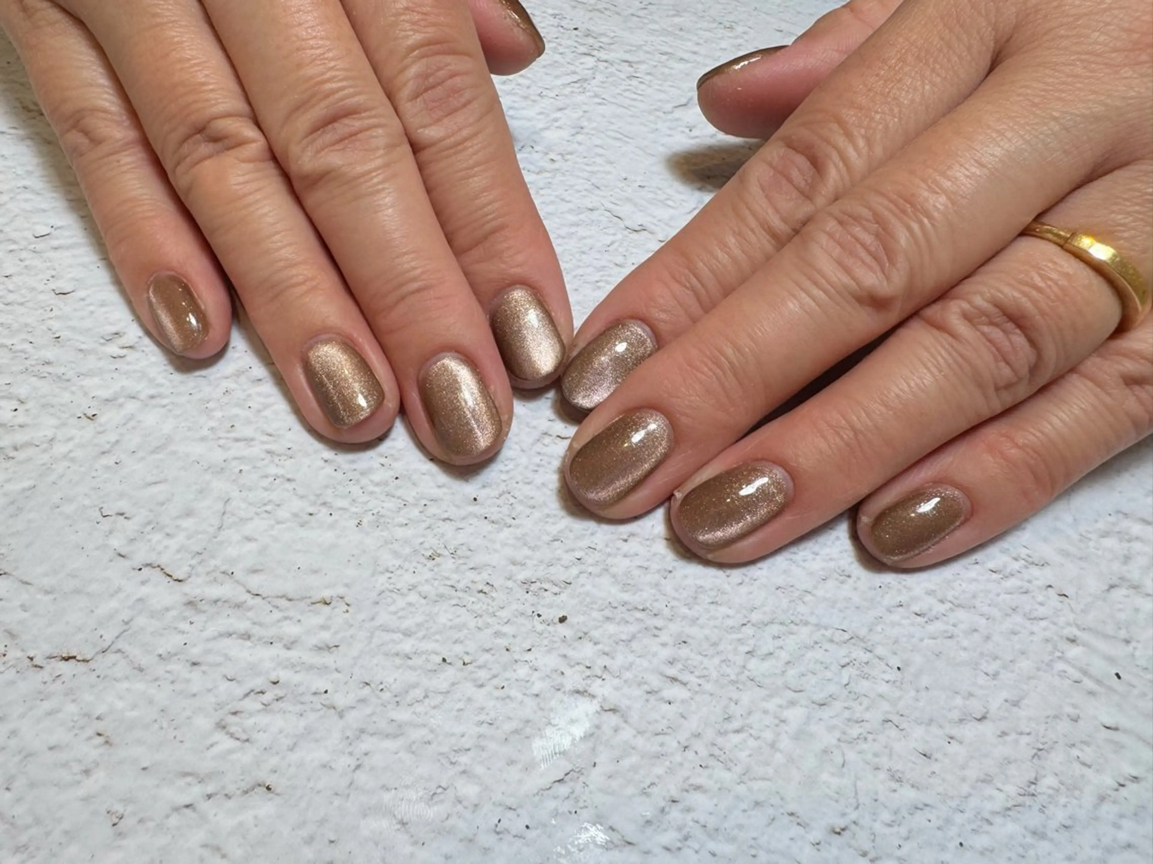 ネイル ブラウン ジェルネイル ラメ(グリッター) ピンク byeol nailのネイルデザイン