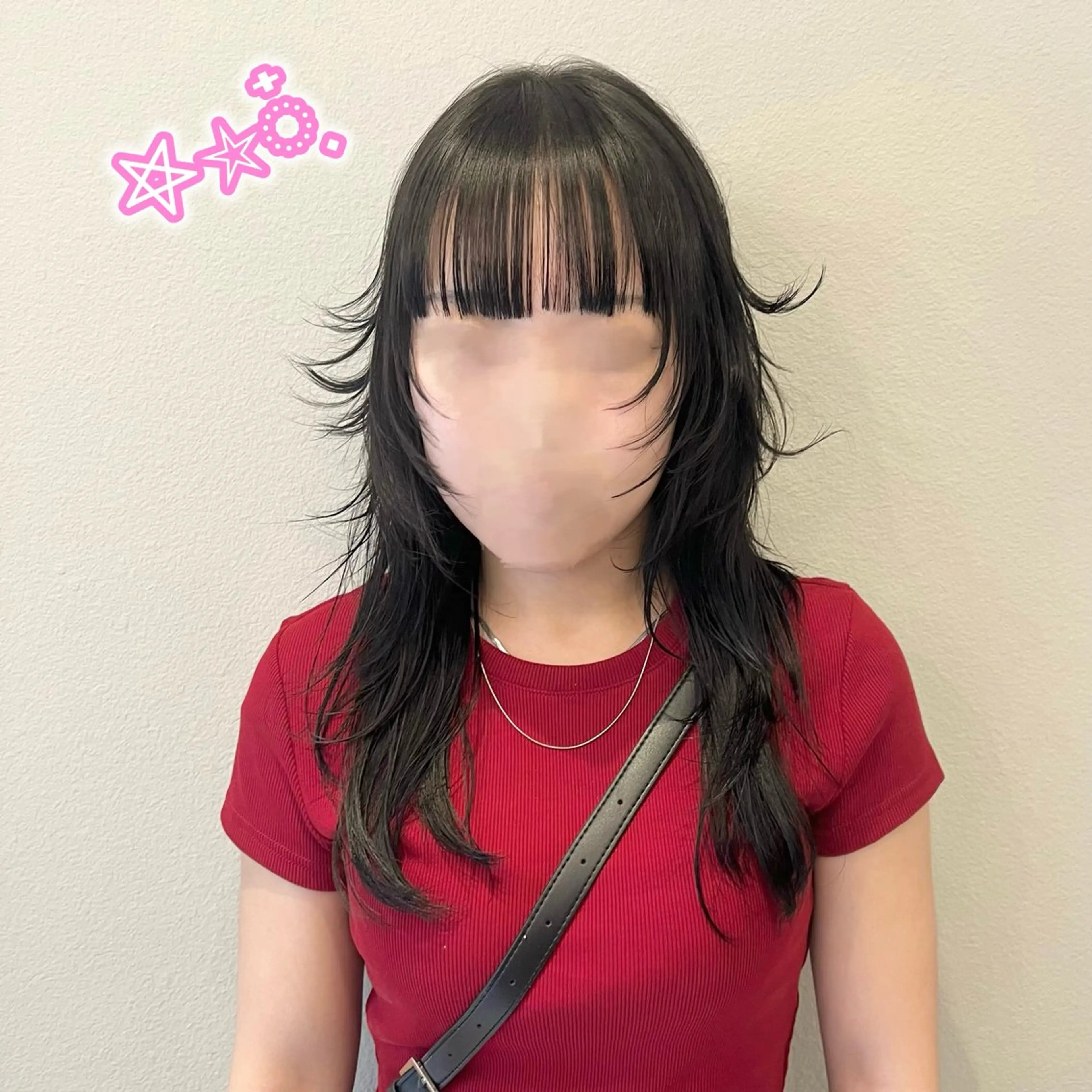 ロング ロング ウルフカット カット ヘアセット/ピンク /レッド/あつはのヘアスタイル