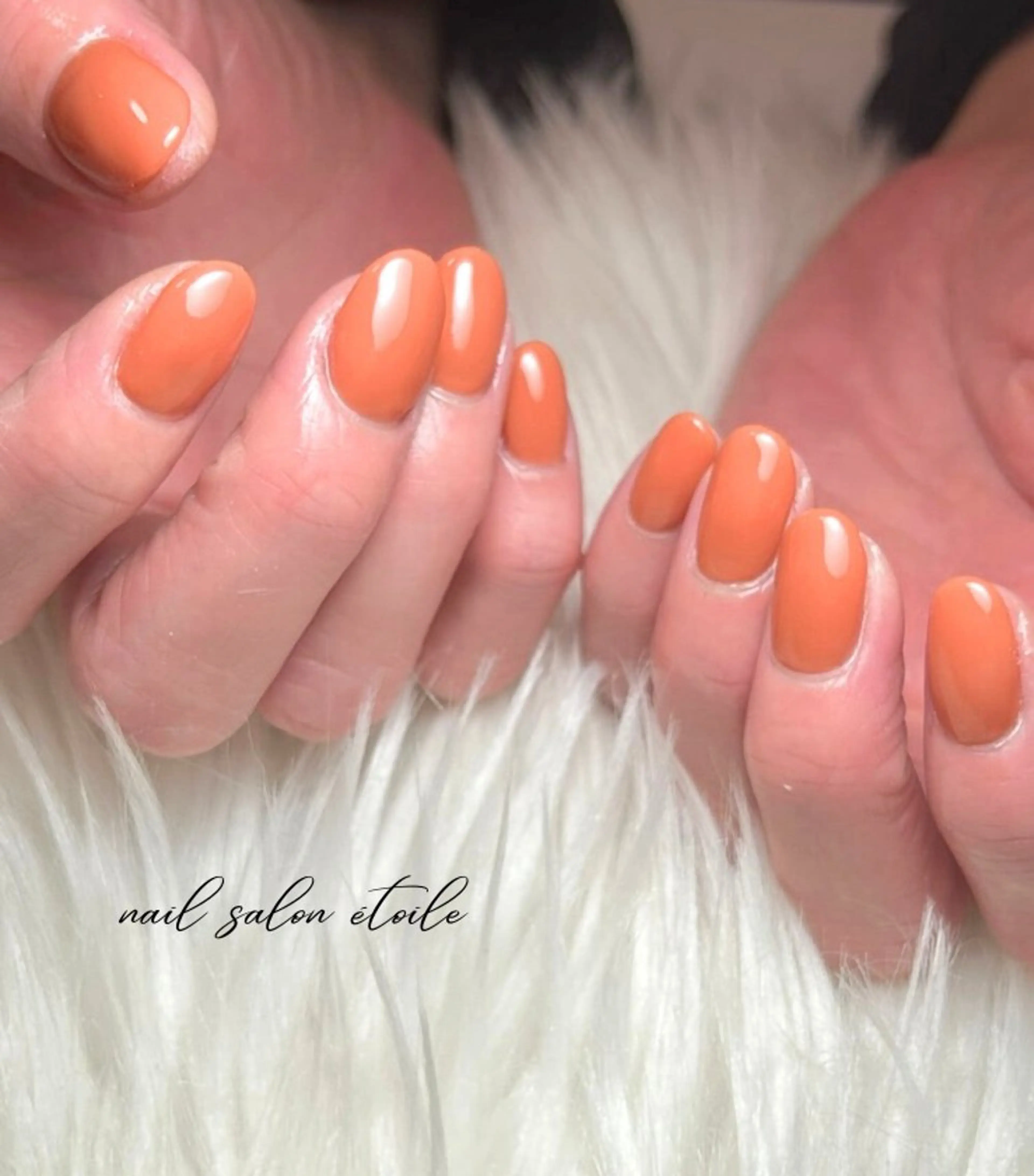 ネイル ワンカラーネイル オレンジ ハンドネイル nail salon étoileのネイルデザイン