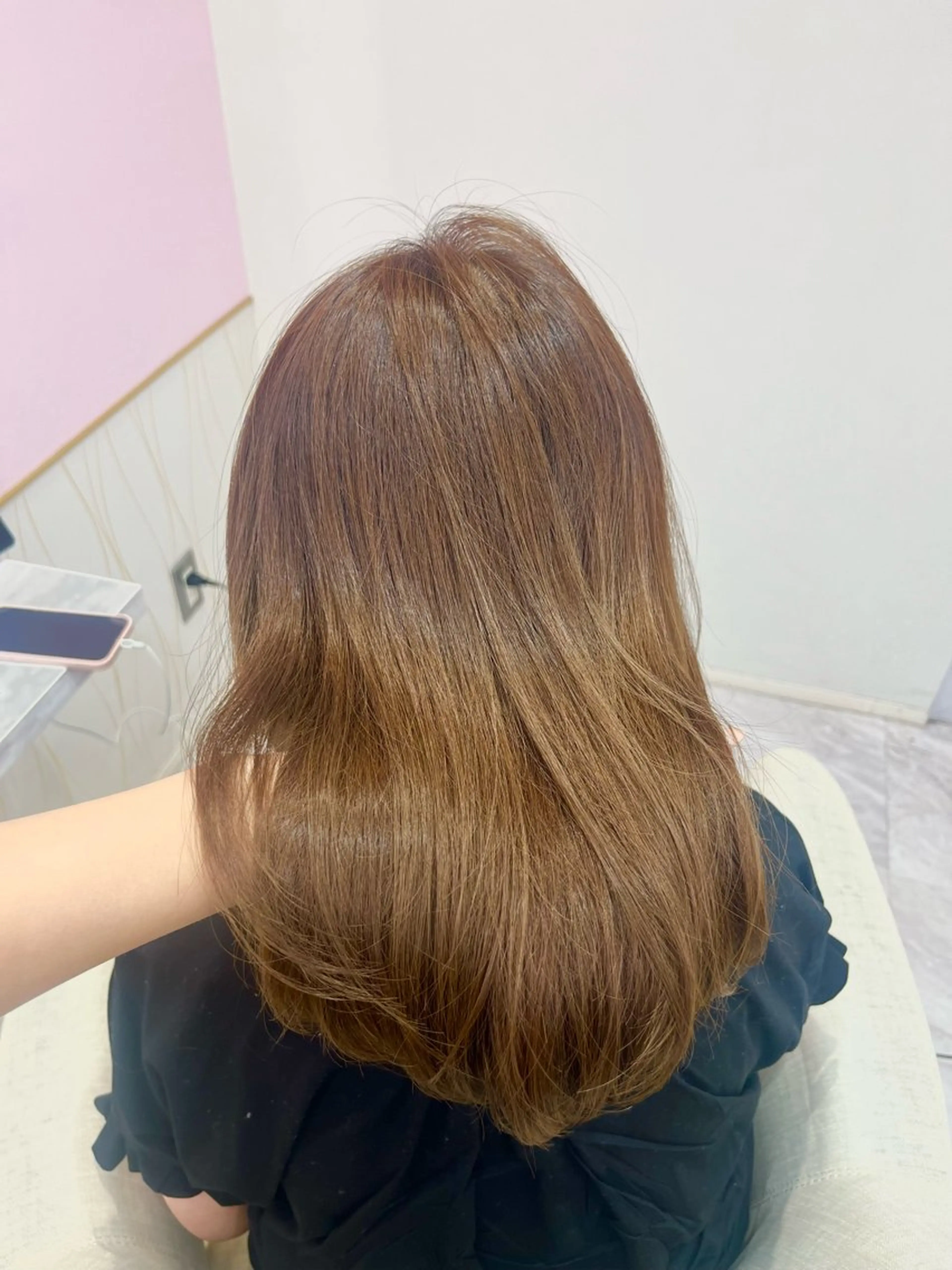 ロング アッシュ アッシュブラウン ヘアカラー トリートメント 新宿/ハイトーン 韓国風/Narukaのヘアスタイル
