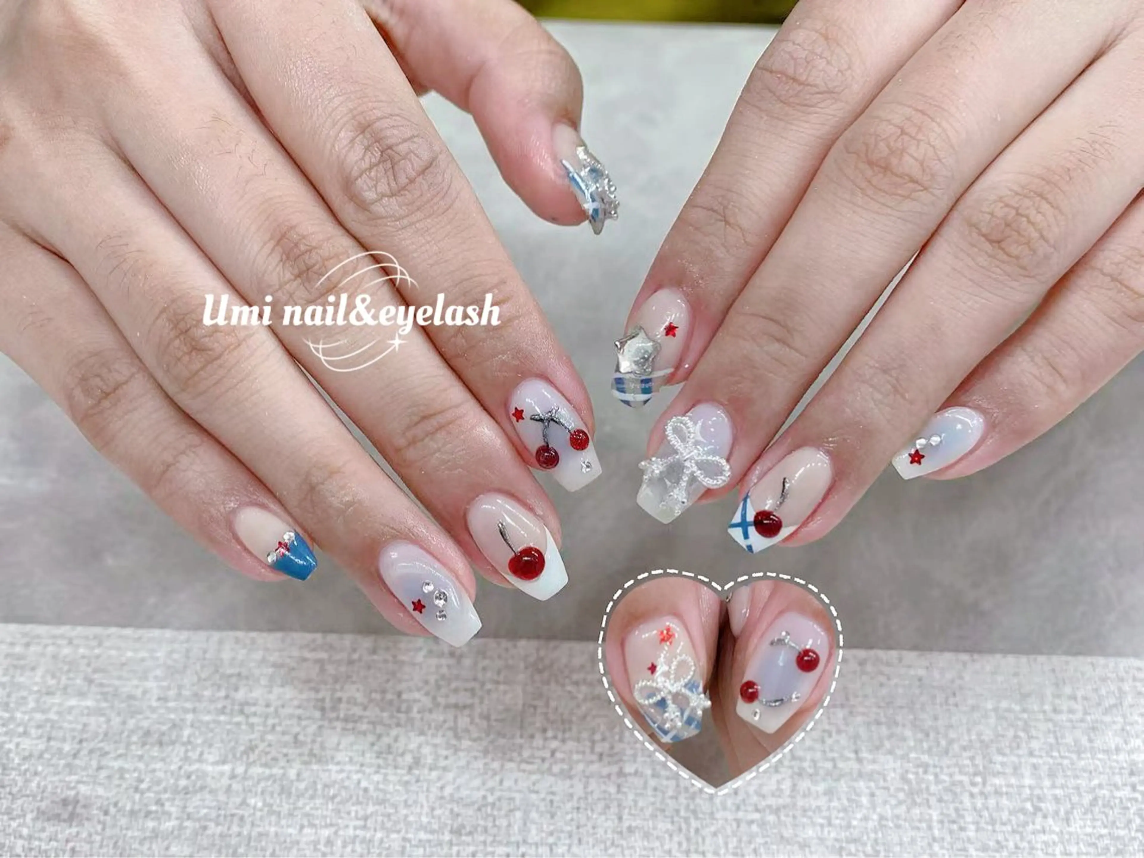 ネイル 長さ出し フレンチネイル ジェルネイル ガラスフレンチ 韓国ネイル ハンドネイル Umi nail& eyelashのネイルデザイン