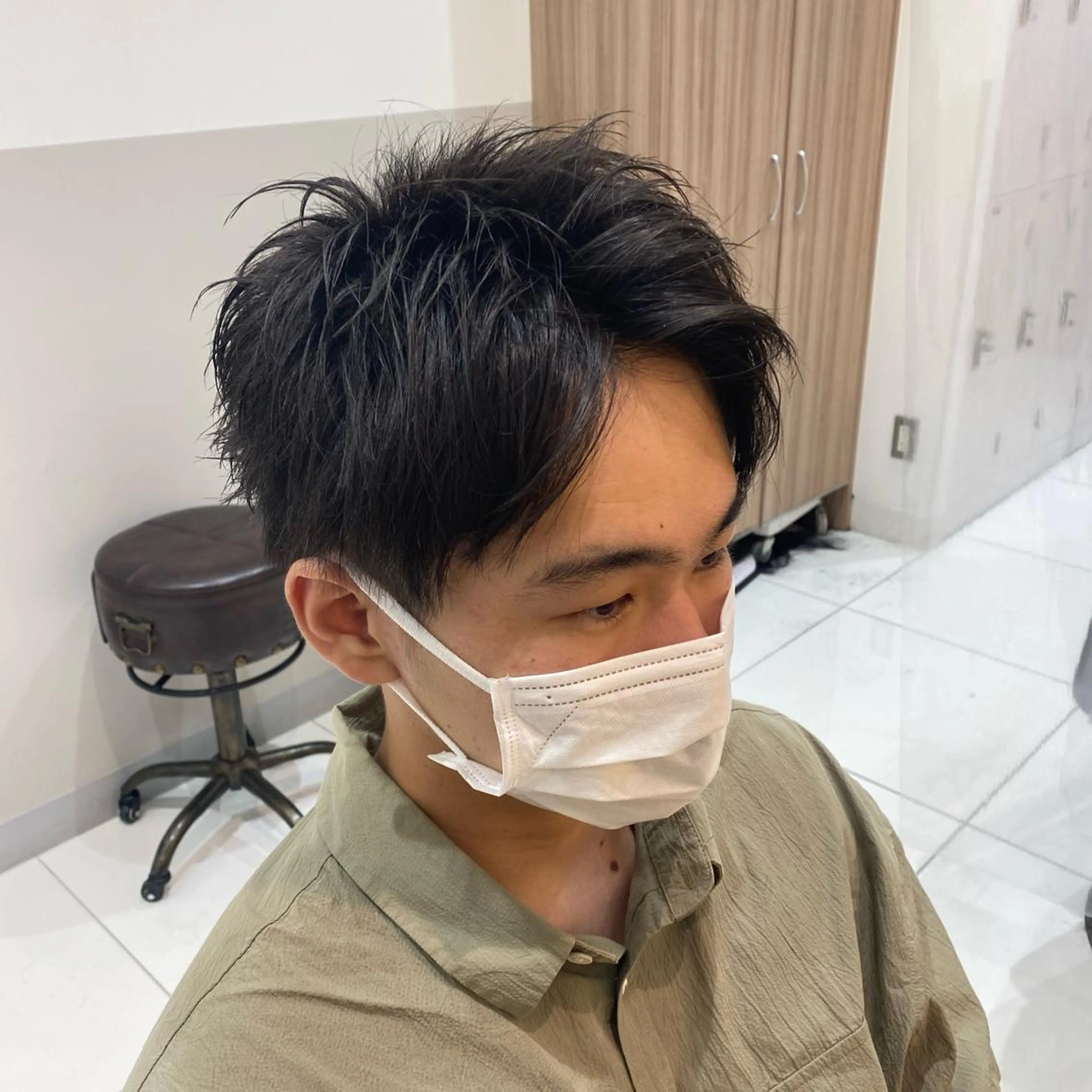 ショート メンズ アップバング マッシュ 🌱メンズパーマ🌱 篠崎 はやとのヘアスタイル