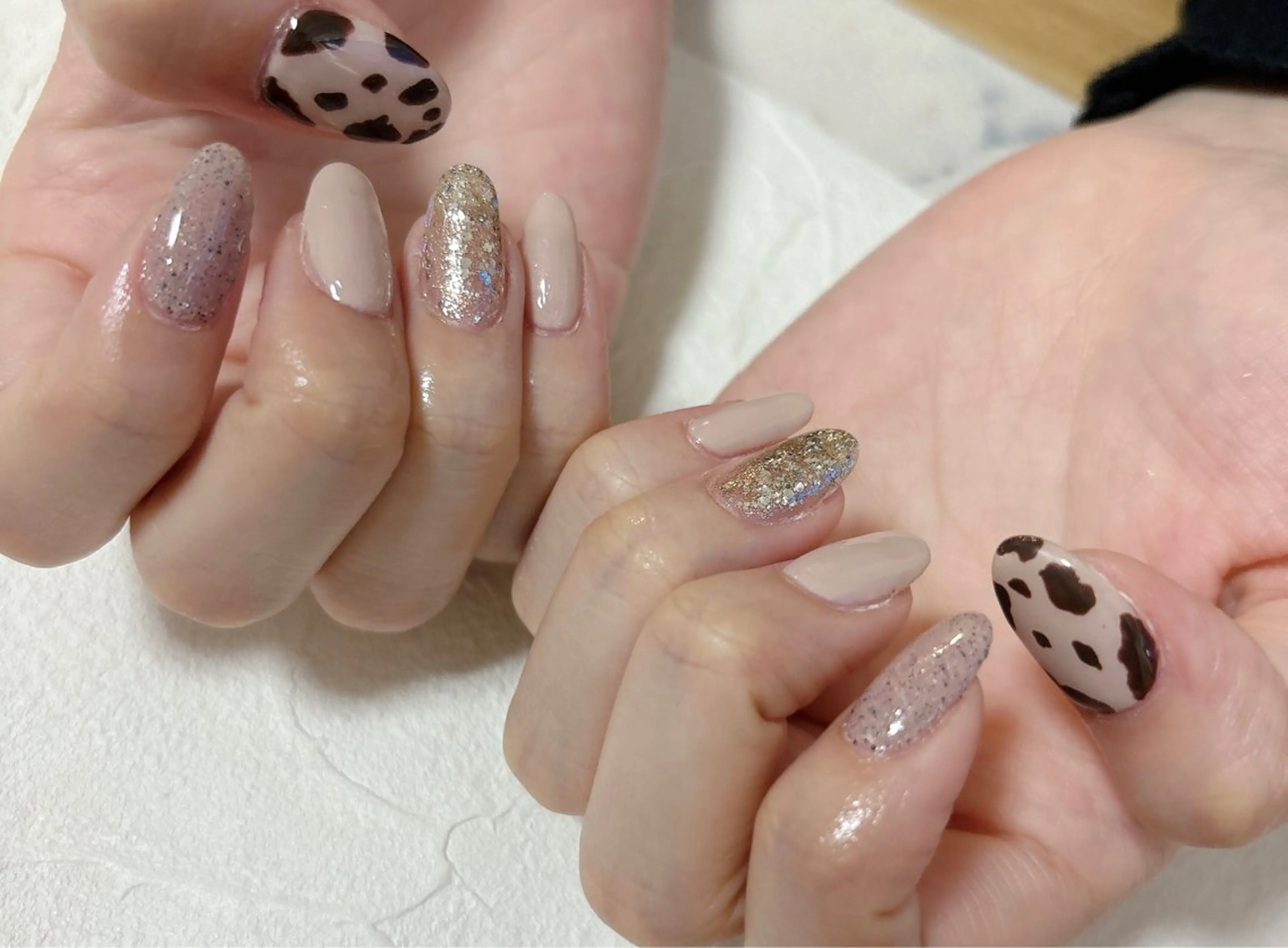 ネイル アニマル柄 オーロラネイル フットネイル フレンチネイル ジェルネイル Mogu nail 二子玉川のネイルデザイン