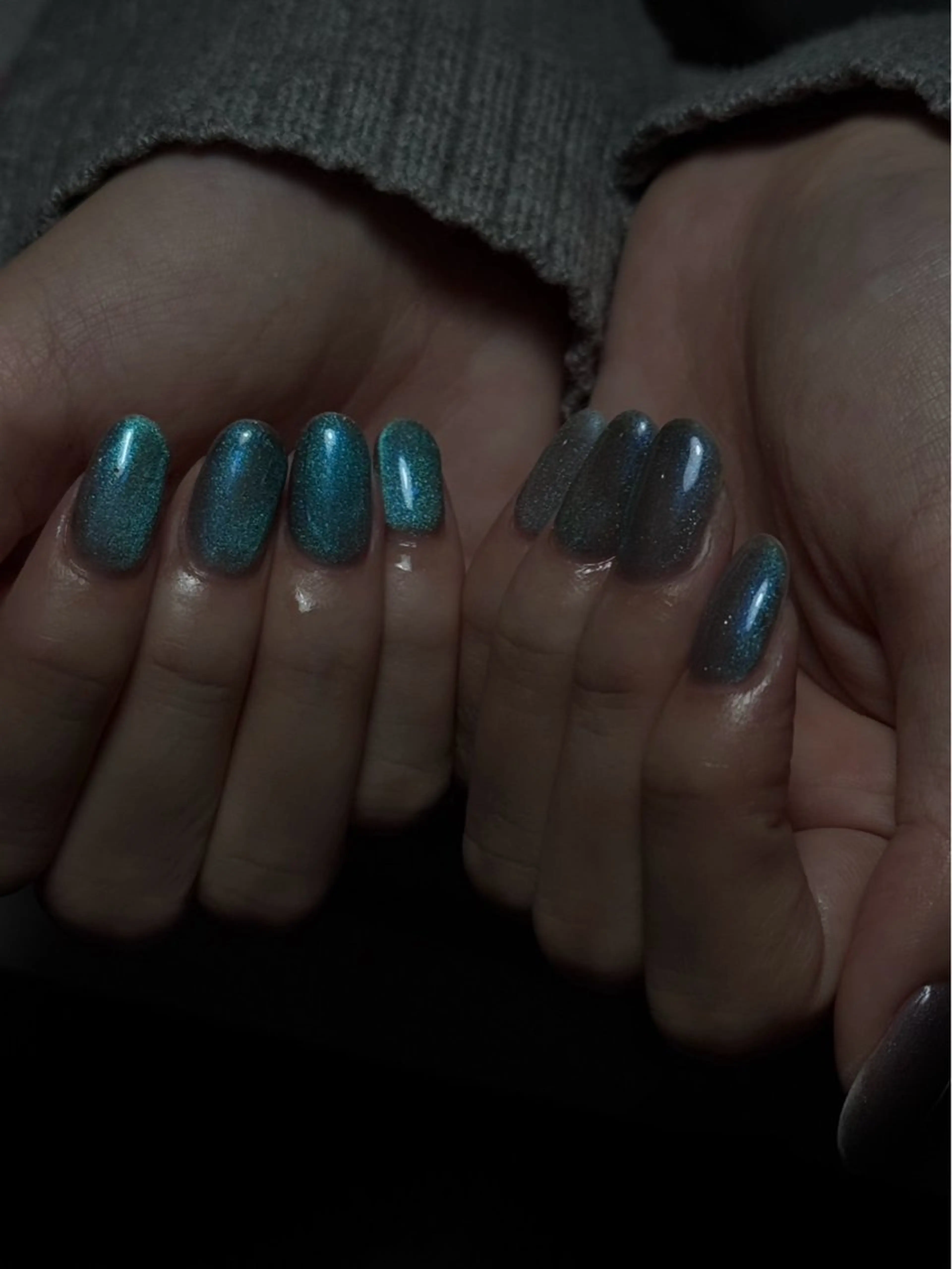 ネイル ブルー 氷ネイル・うるうるネイル 韓国ネイル マグネットネイル シンプルネイル ハンドネイル モンナ CCのネイルデザイン