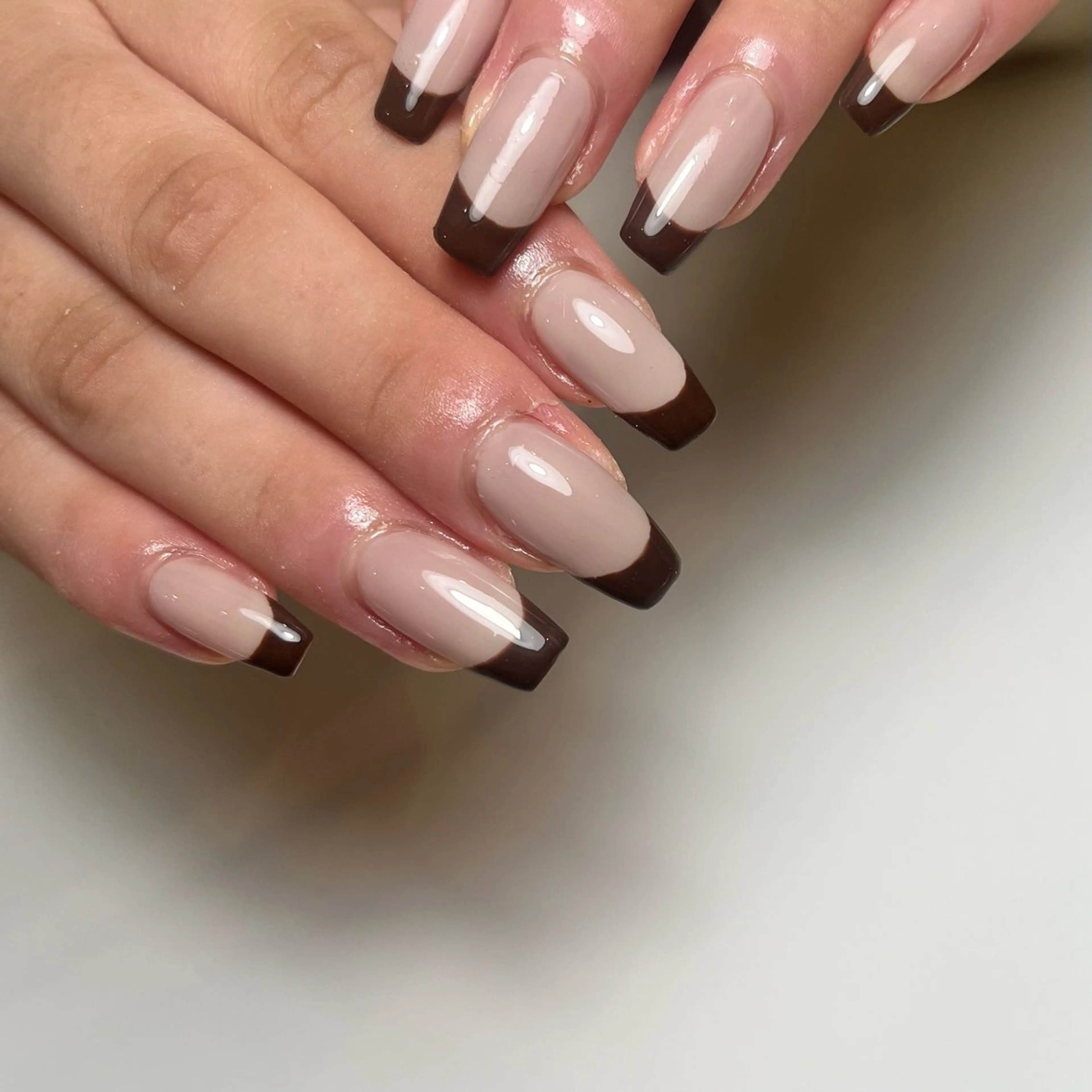ネイル ブラウン フレンチネイル ハンドネイル ballie／小野原 なつみのネイルデザイン