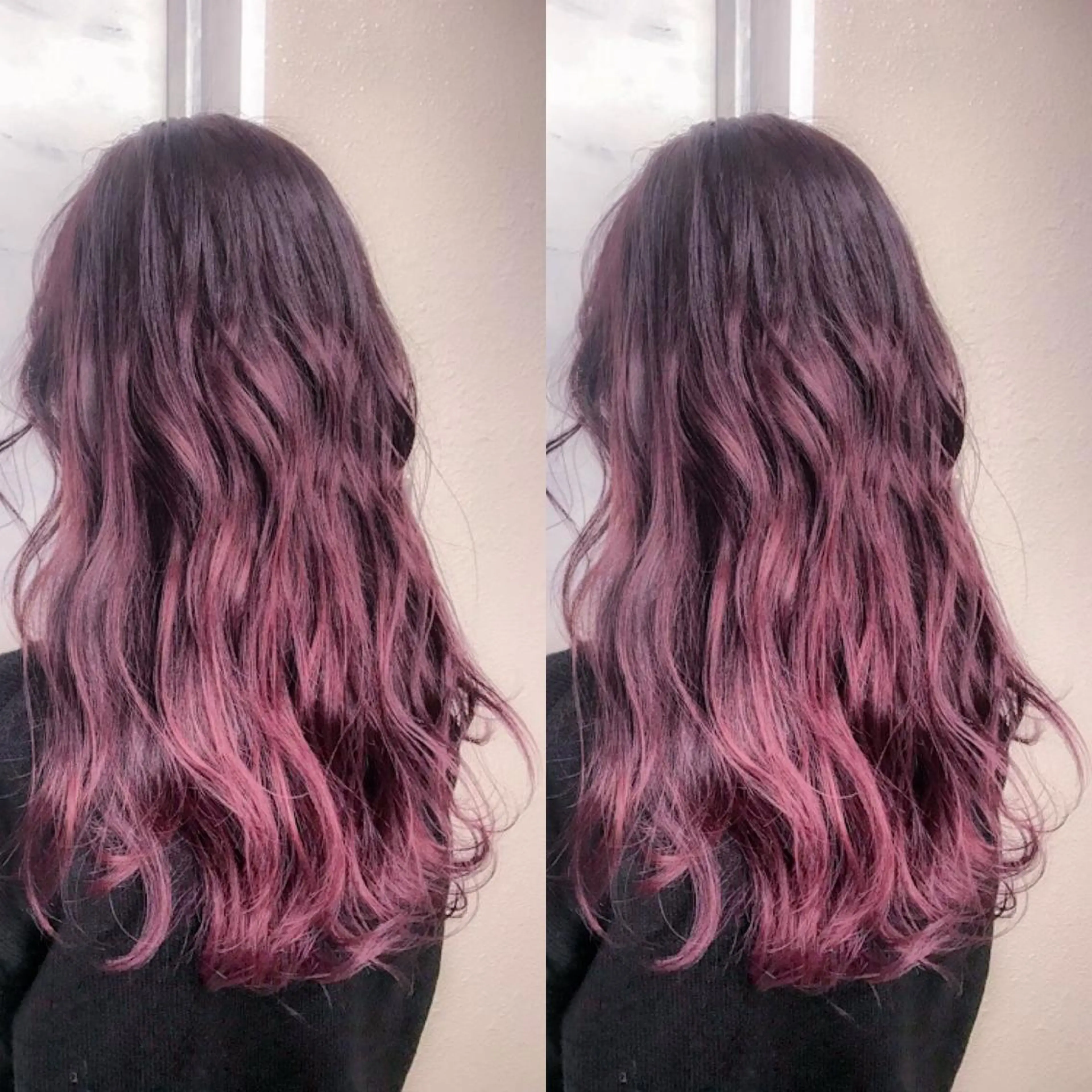 セミロング カラー アディクシーカラー ブリーチ ピンクカラー ピンクパープル パープルカラー ヘアカラー エクステ BOX mico.のヘアスタイル