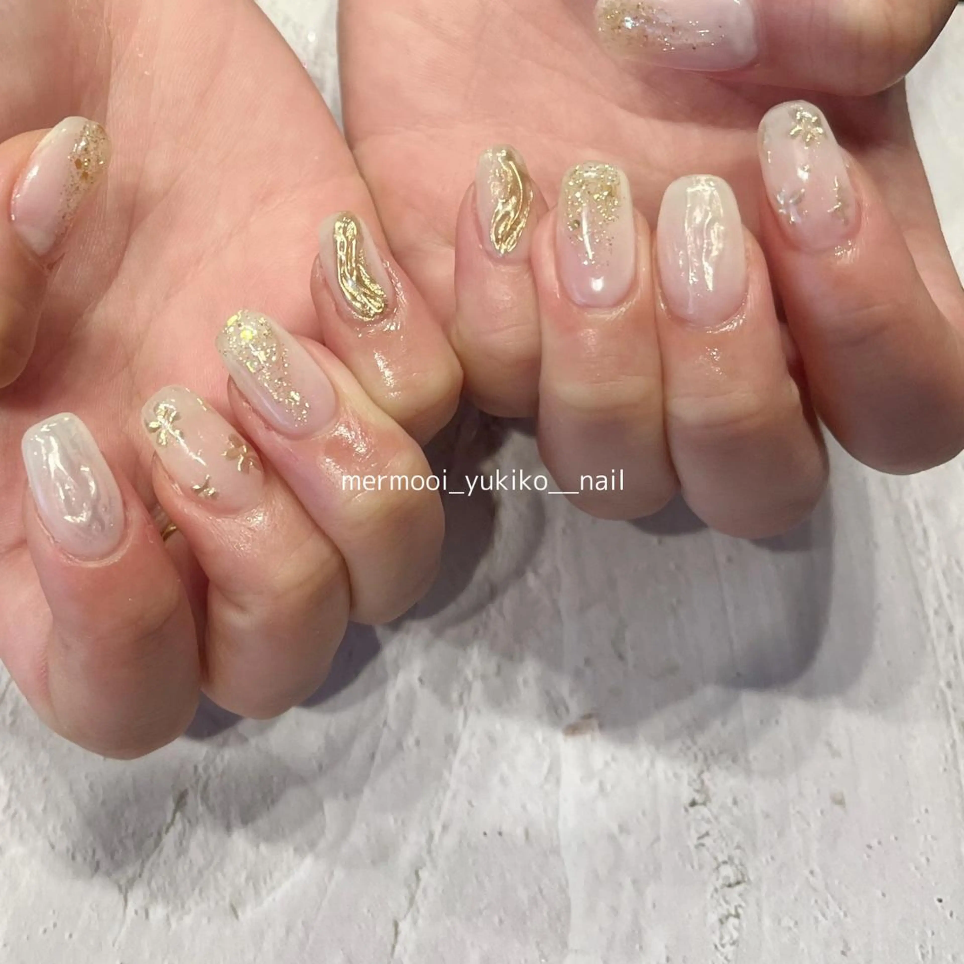 ネイル アートネイル クリアネイル ミラーネイル ニュアンスネイル スクエアネイル ハンドネイル mermooi nailのネイルデザイン