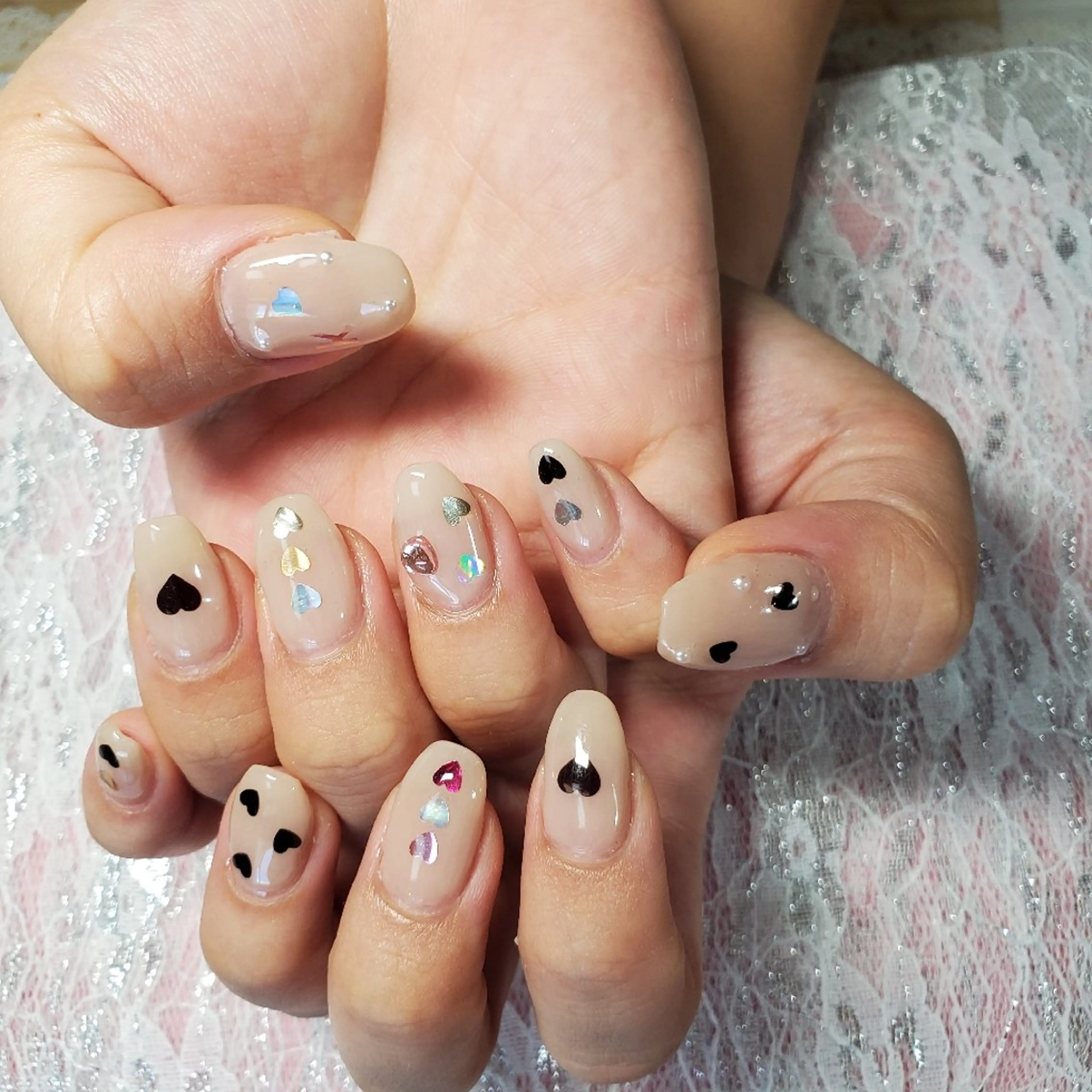 ネイル ハート 持ち込み ハンドネイル ネイルサロンベルティ .ひとみのネイルデザイン