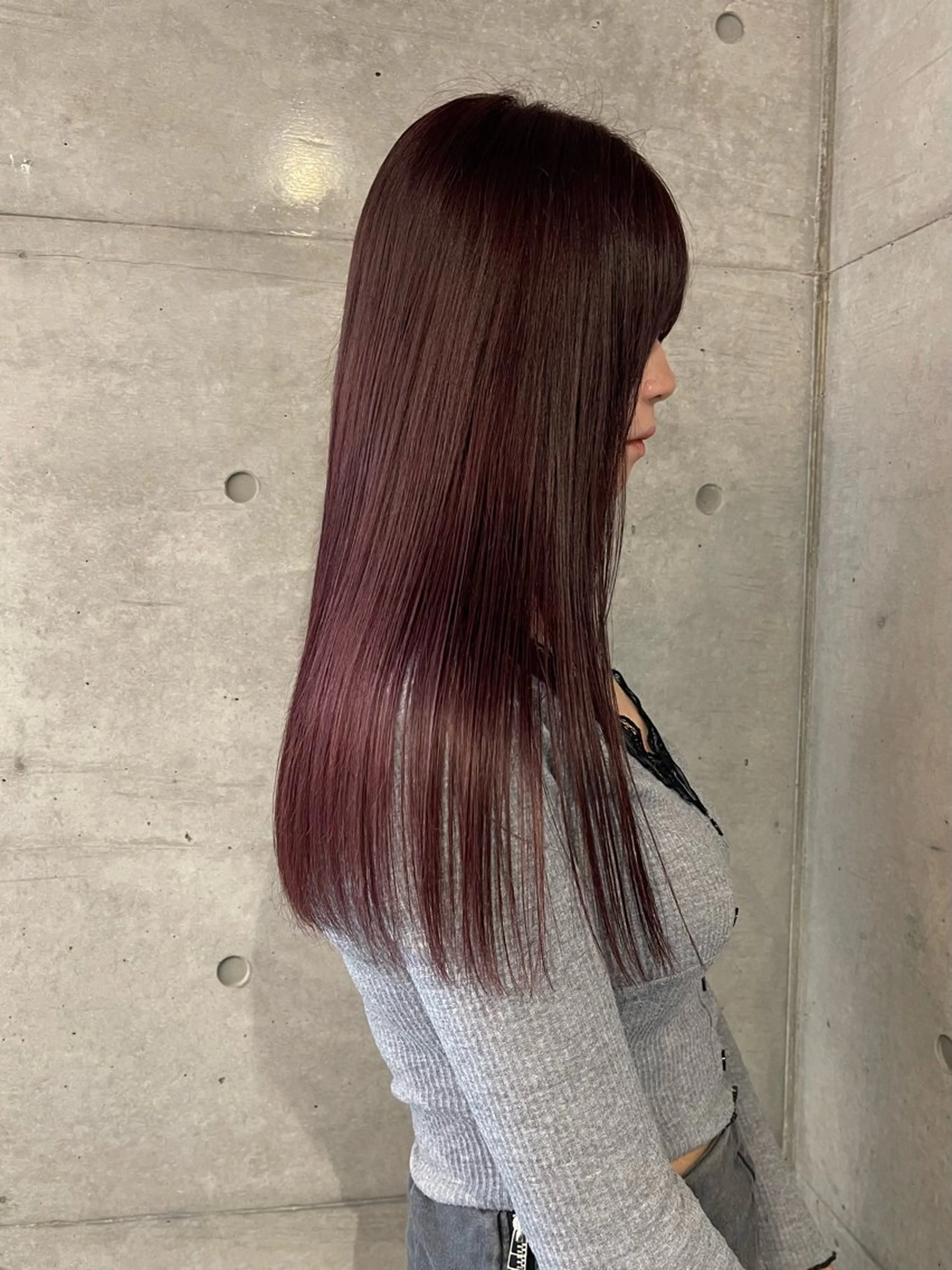 ロング カラー ブリーチ ブラウンカラー カシス ブリーチなしカラー ピンクカラー ヘアカラー ハッシュカットとハイ トーン/HIROKIのヘアスタイル