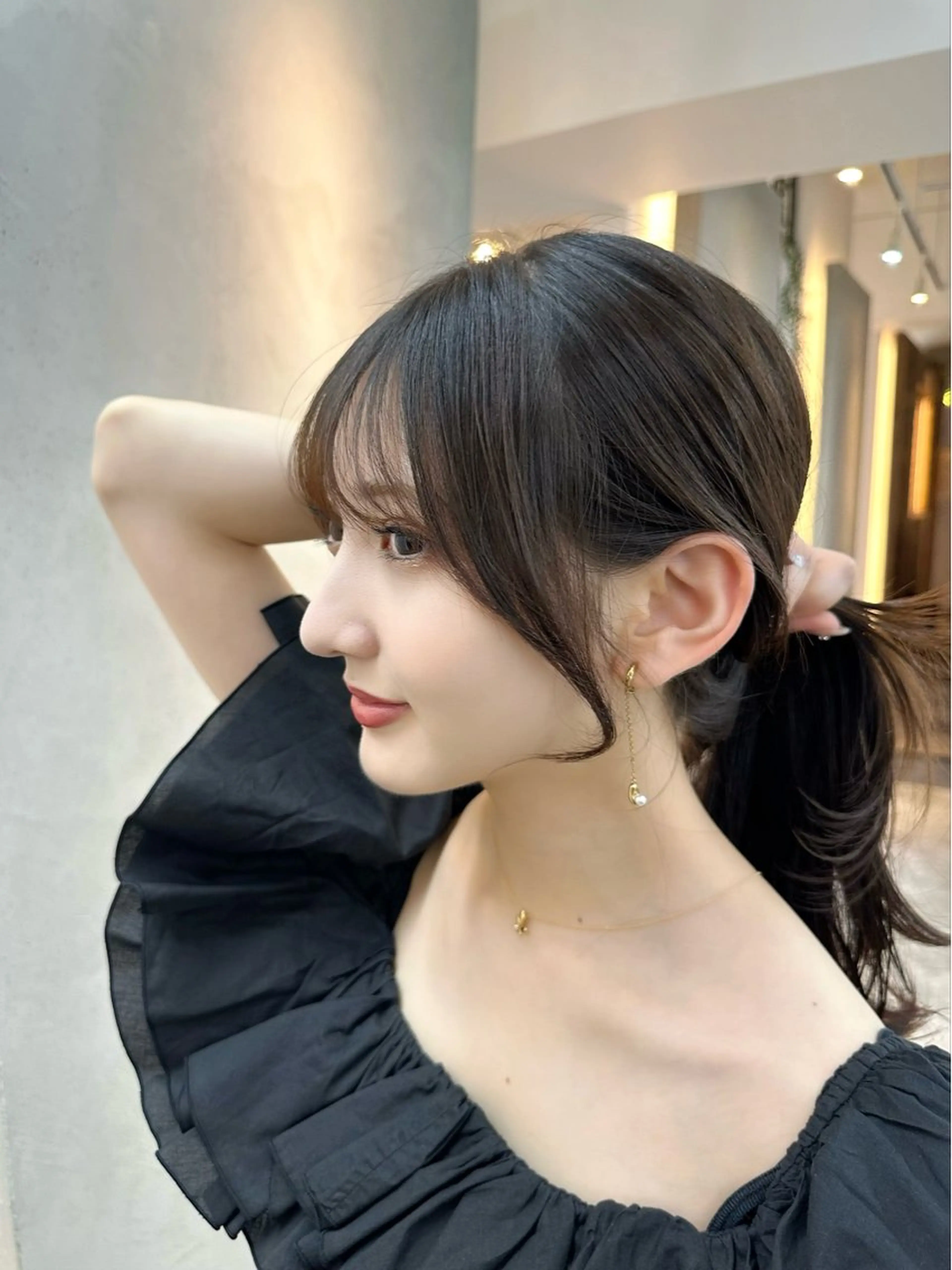 セミロング カラー カット ヘアカラー トリートメント レイヤー 顔周り グレージュ/添田晃基のヘアスタイル