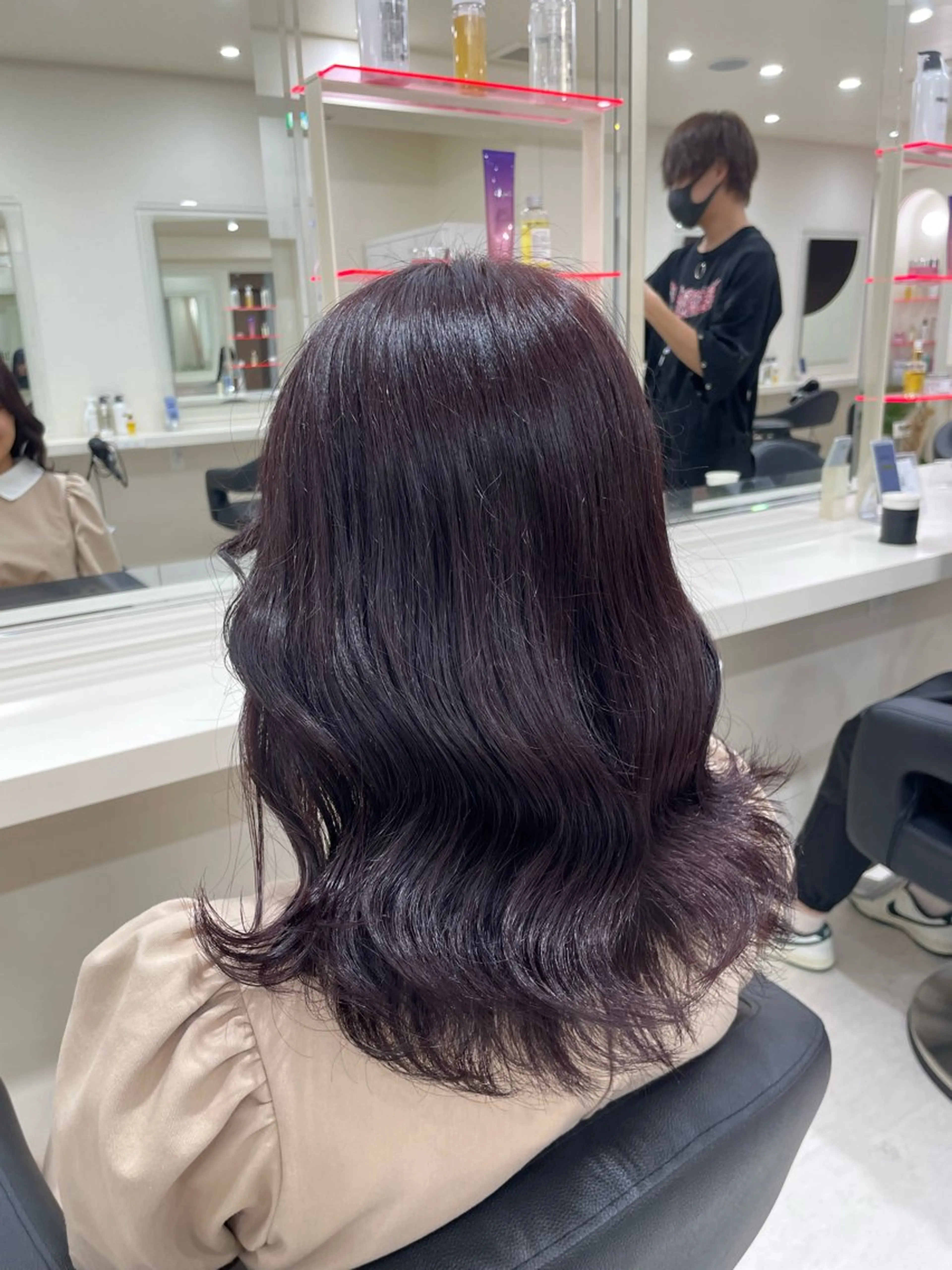 カラー 🤎🎀ブリーチなし ピンクラベンダー🧸のヘアスタイル