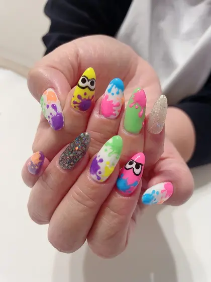 スプラトゥーンネイル #スプラトゥーンネイル#カラフルネイル