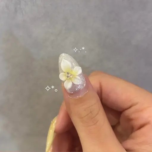 (オフあり)ワンカラー+ハイビスカスネイル⟡.·*.