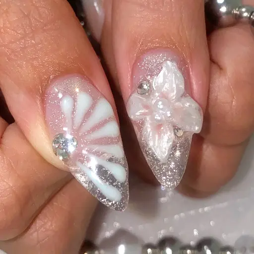 ✨8月限定✨【ワンカラー➕お花3Dパーツ(模様+550円)】《オフ込み》