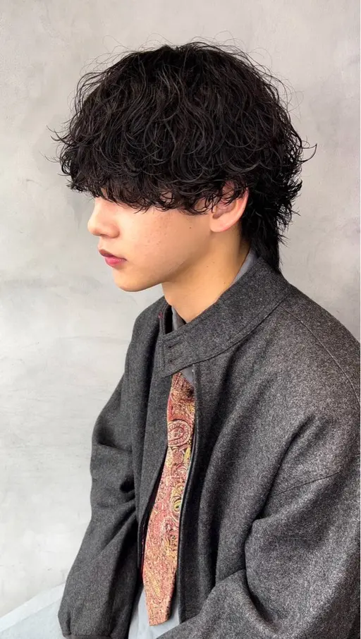 メンズカット+波巻きパーマ