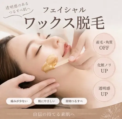 【先着3名様限定】フェイスWax脱毛　額・頬・鼻・鼻下・口周り・眉周りを Waxでムダ毛や古い角質、皮脂汚れを除去✨