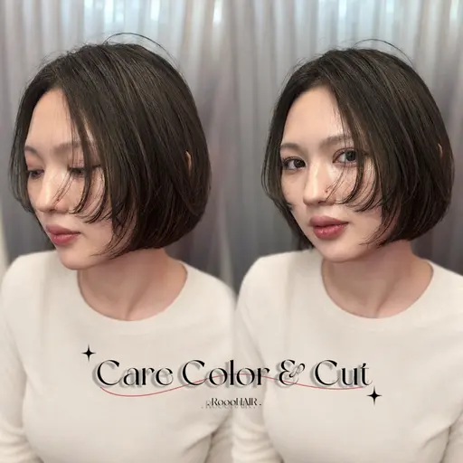🎀人気No.1🎀ケア剤入ワンカラー+似合わせカット+Aujua2stepTR※ショート不可