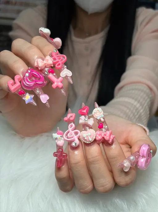 🎀 【ゴテゴテネイル】チップ長さ出し10本•アートやり&パーツ付け放題