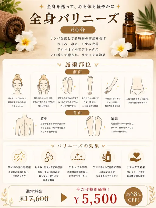 毎日頑張る身体に、ご褒美時間を✨️全身バリニーズ✨️
