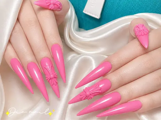 【人気No.1】長さだし★同色クロム×3Dパーツ4本 ¥7980🎀ソフトジェルオフ500🎀スカルプオフ1100円