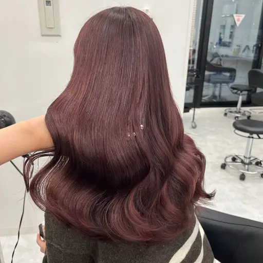💗【minimo限定】💗迷ったらこれ💗💗韓国風暖色ワンカラー＋トリートメント＋コテ巻き仕上げ🍒