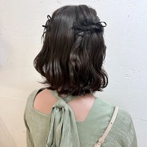 【お出かけ前など*⑅♥】ふわふわハーフアップ🤍𐙚 巻き下ろし🎀➳