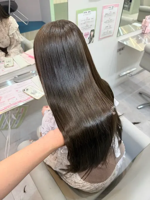 ♥美白暗髪♥【ワンカラー➕超音波ケアプロアイロン付き🩷】ロング料金なし‼️