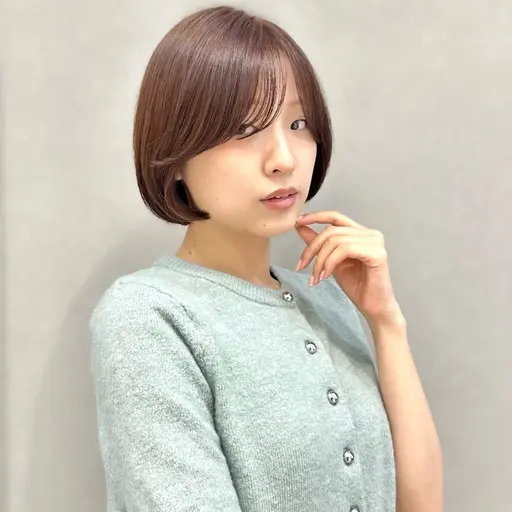 【当日限定・ロング料金なし】🍊全体カット+艶カラー✨高浸透超音波トリートメント付✨ぱつっとボブ/韓国風ボブ/透明感