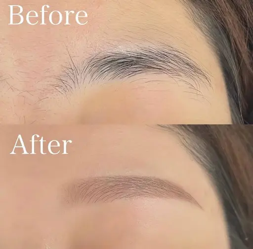 アイブロウスタイリング(間引きもWax)最後にmake UP🩷